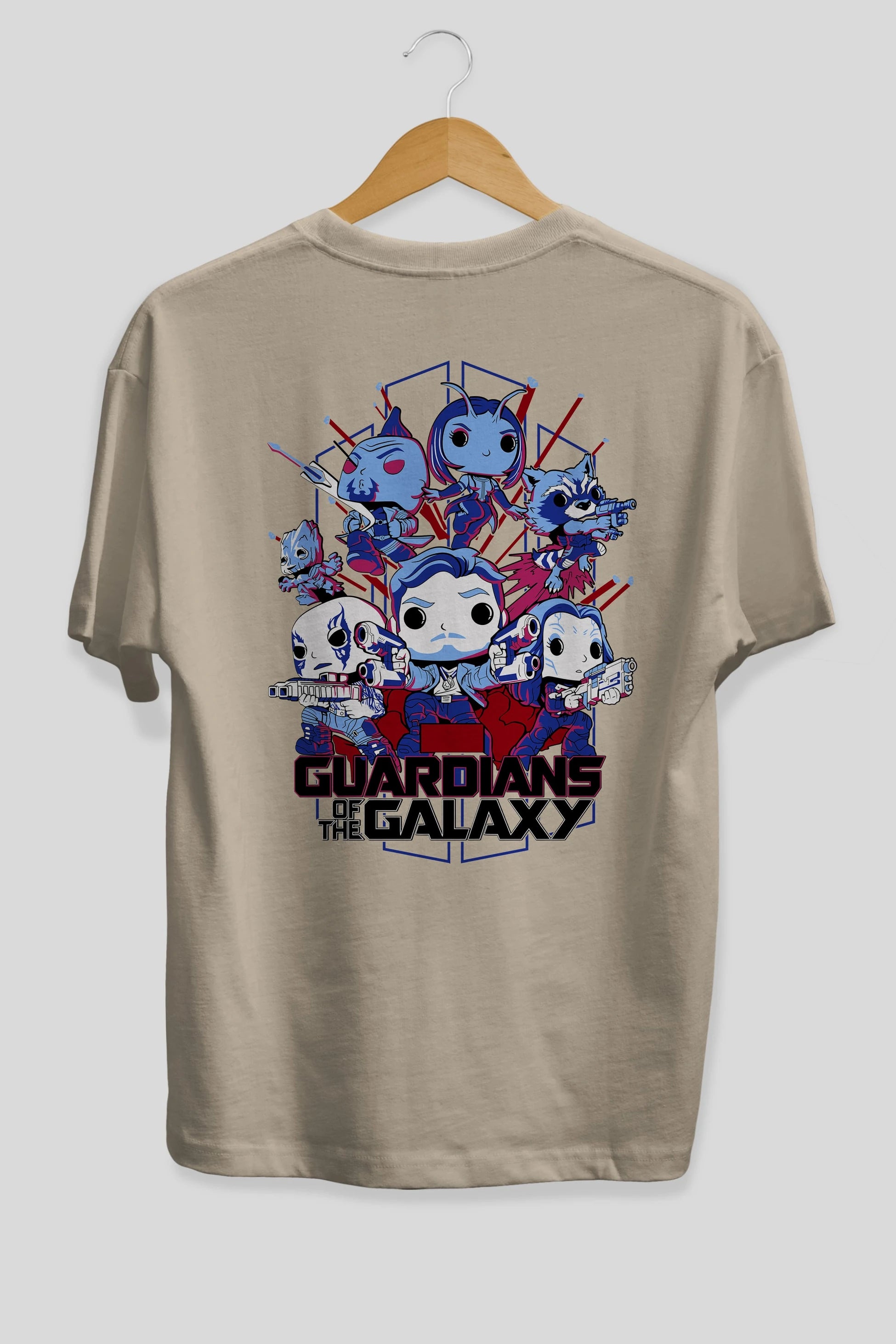 Guardians of the Galaxy Arka Baskılı Oversize t-shirt Erkek Kadın Unisex %100 Pamuk Bisiklet Yaka tişort