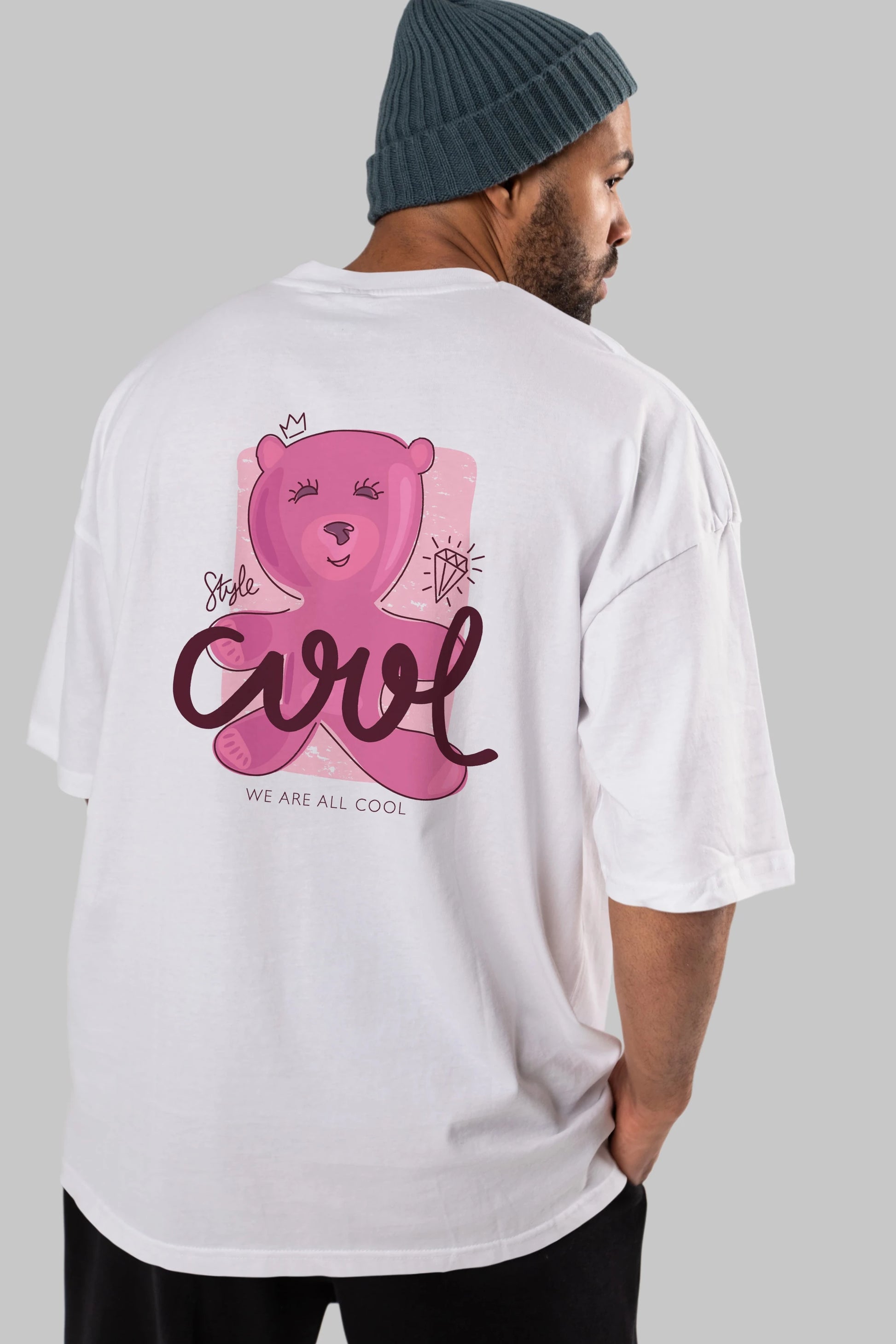 Cool Style Bear Arka Baskılı Oversize t-shirt Erkek Kadın Unisex