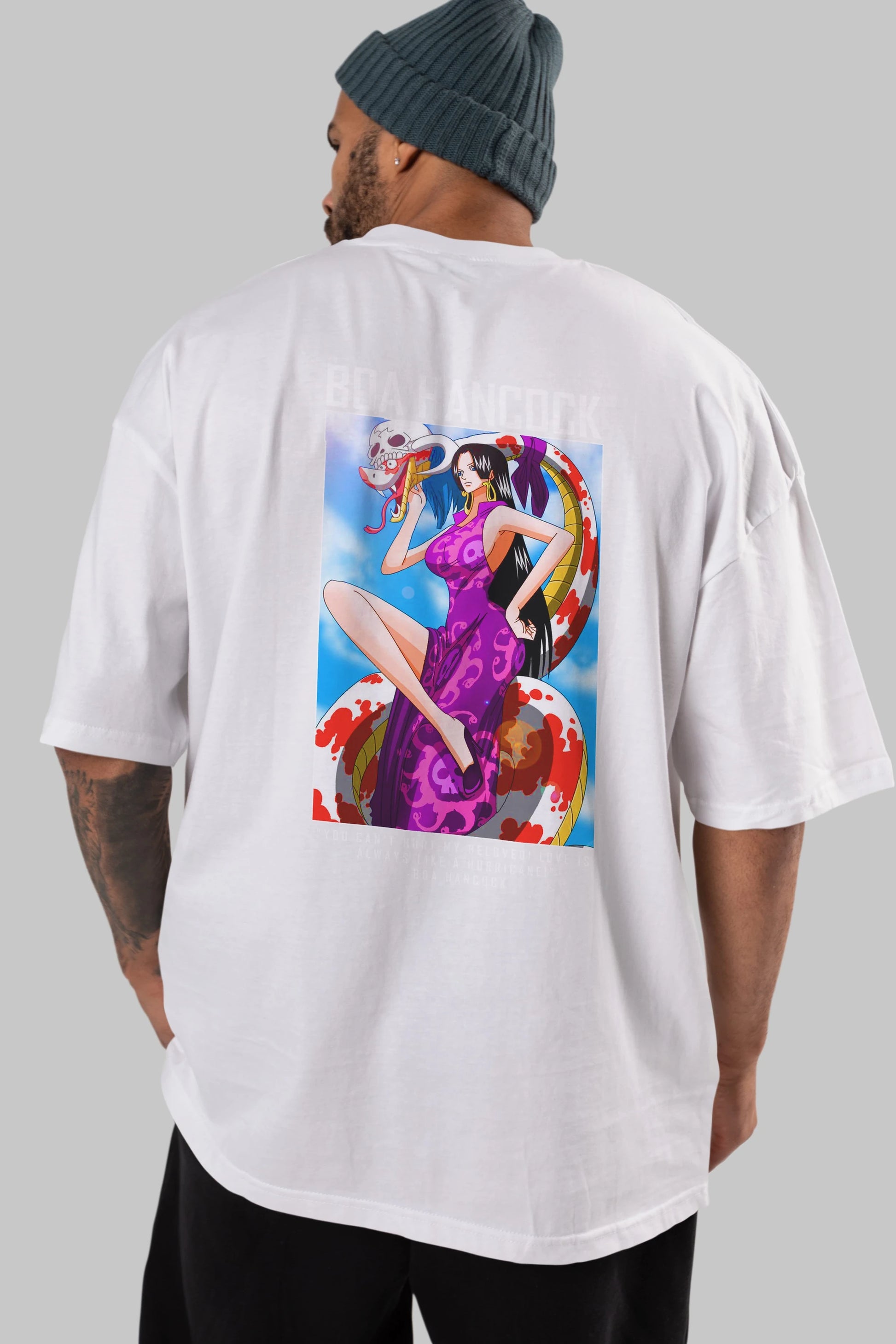 Boa Hancock Anime Arka Baskılı Oversize t-shirt Erkek Kadın Unisex %100 pamuk tişort