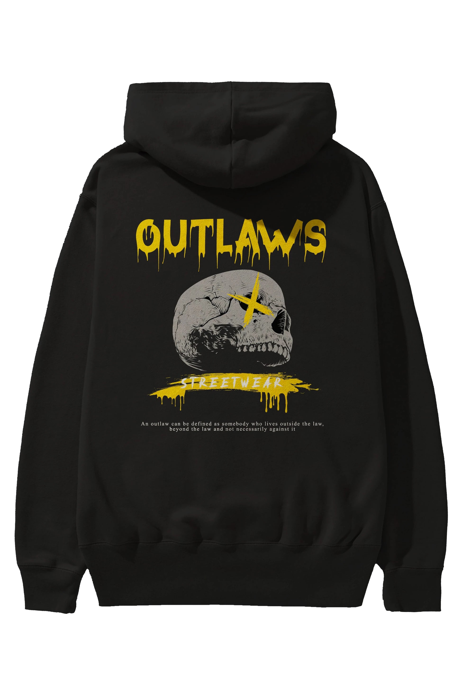Outlaws Streetwear Arka Baskılı Hoodie Oversize Kapüşonlu Sweatshirt Erkek Kadın Unisex