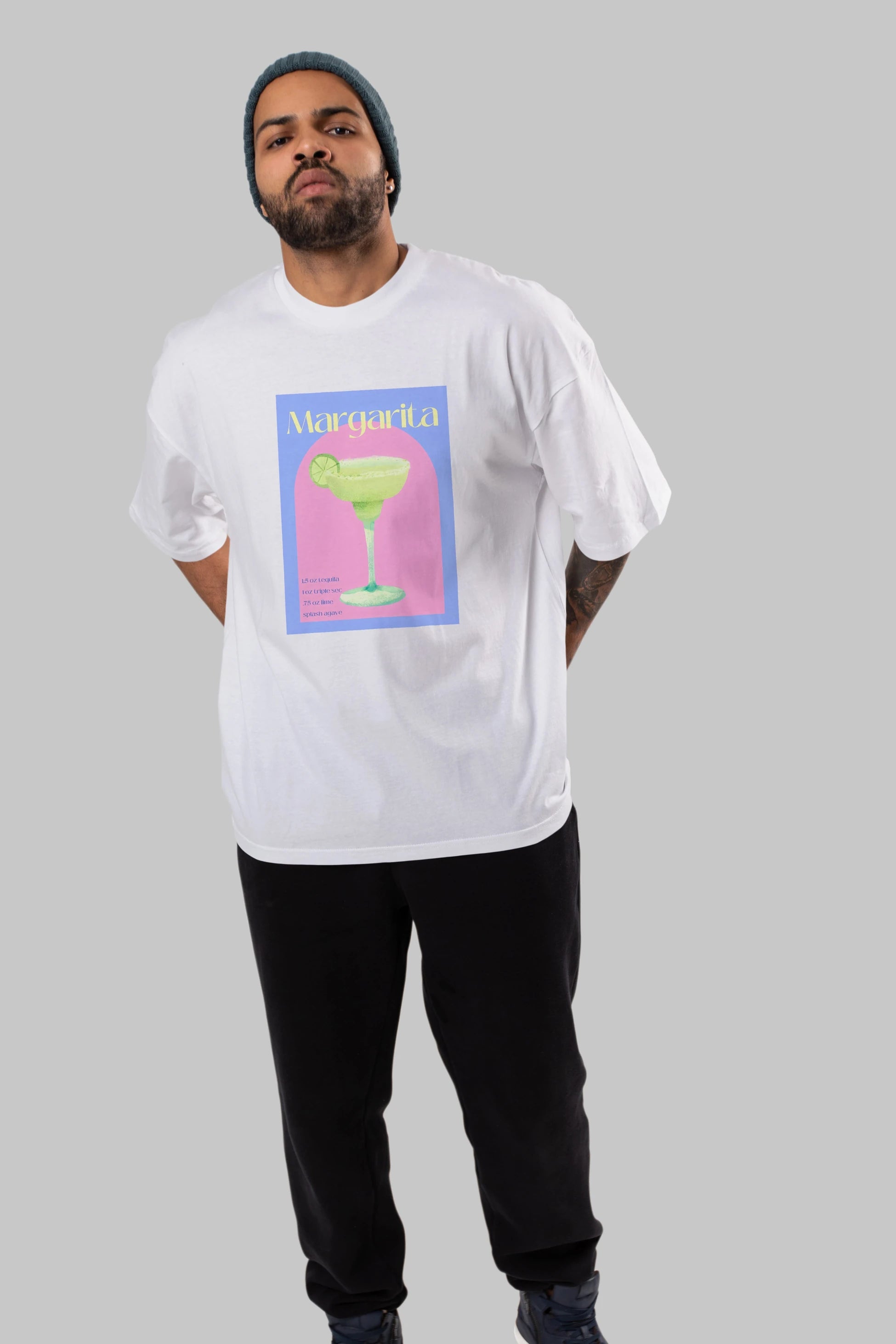 Margarita 6 Ön Baskılı Oversize t-shirt Erkek Kadın Unisex %100 Pamuk Bisiklet Yaka tişort