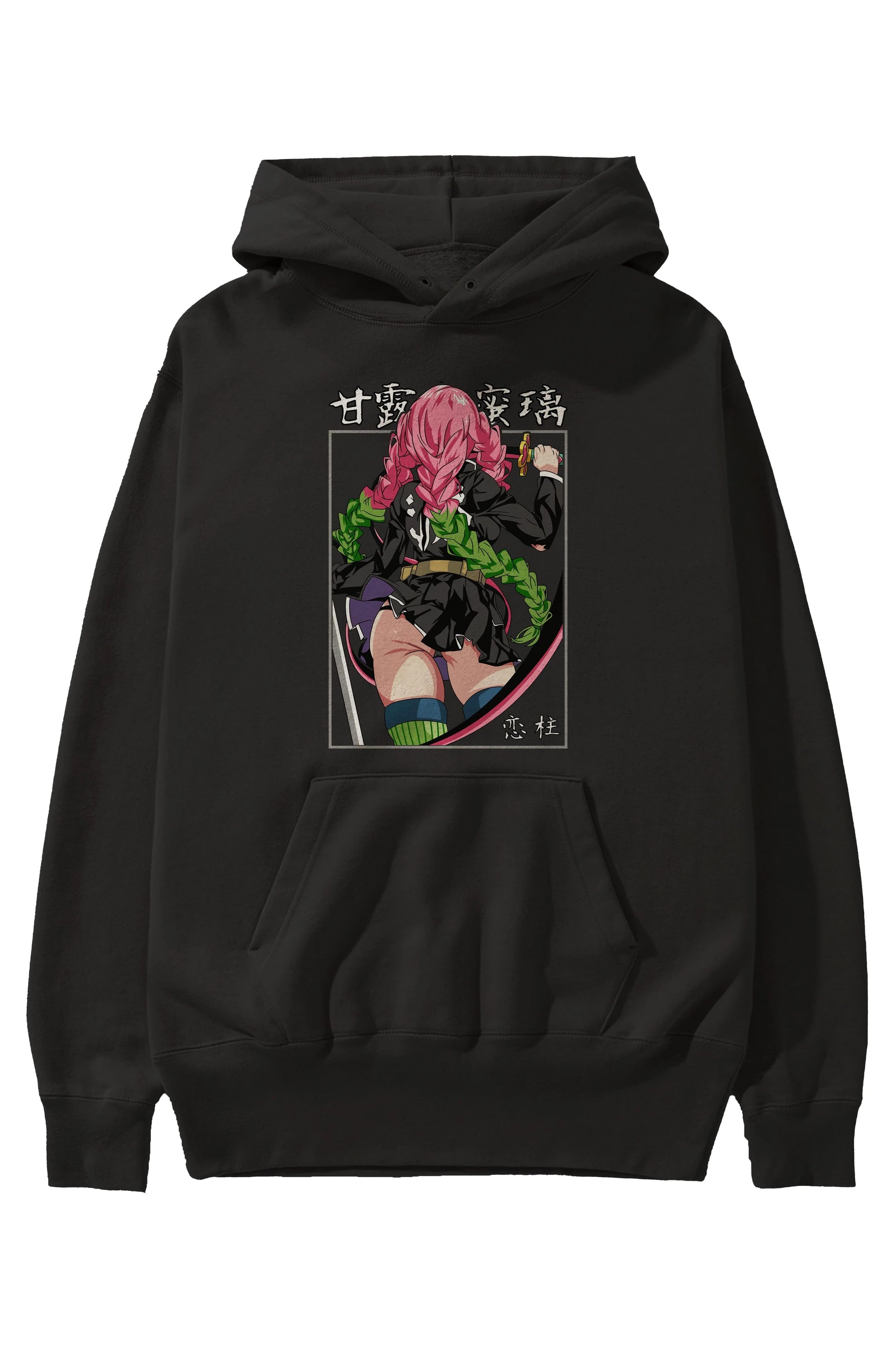 Mitsuri DEMONSLAYER Anime Ön Baskılı Hoodie Oversize Kapüşonlu Sweatshirt Erkek Kadın Unisex
