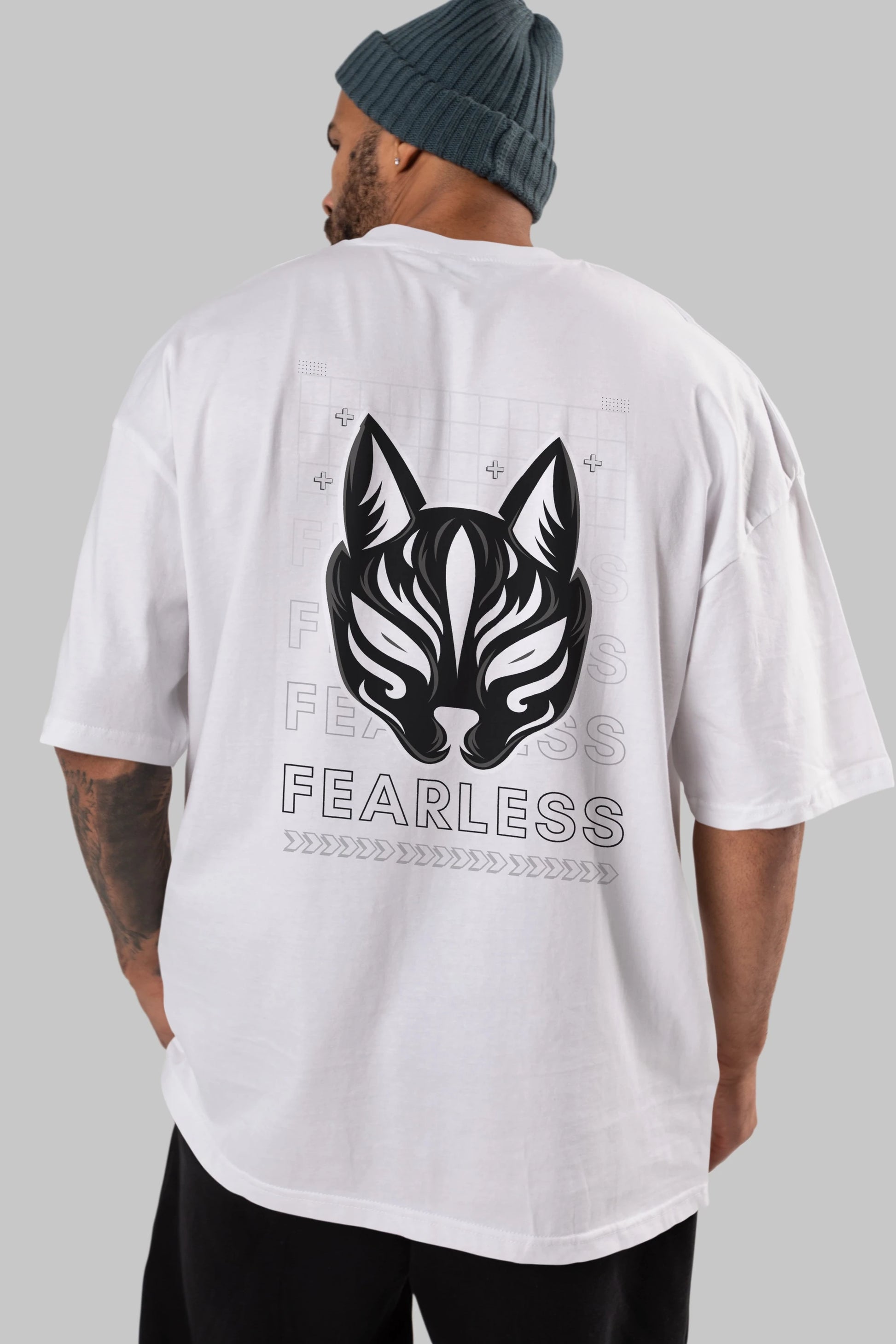 Fearless Yazılı Arka Baskılı Oversize t-shirt Erkek Kadın Unisex