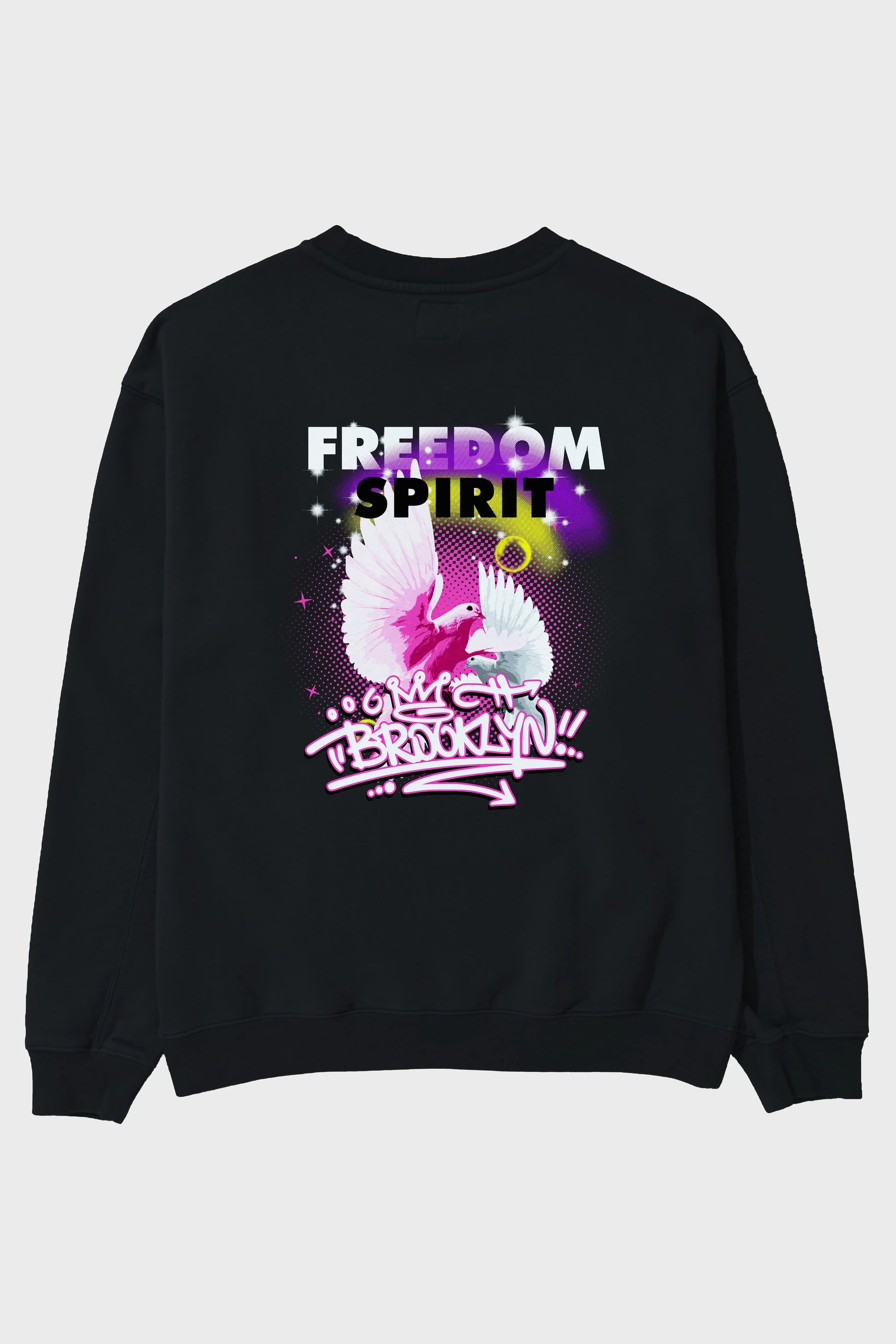 Freedom Spirit Brooklyn Arka Baskılı Oversize Sweatshirt Erkek Kadın Unisex