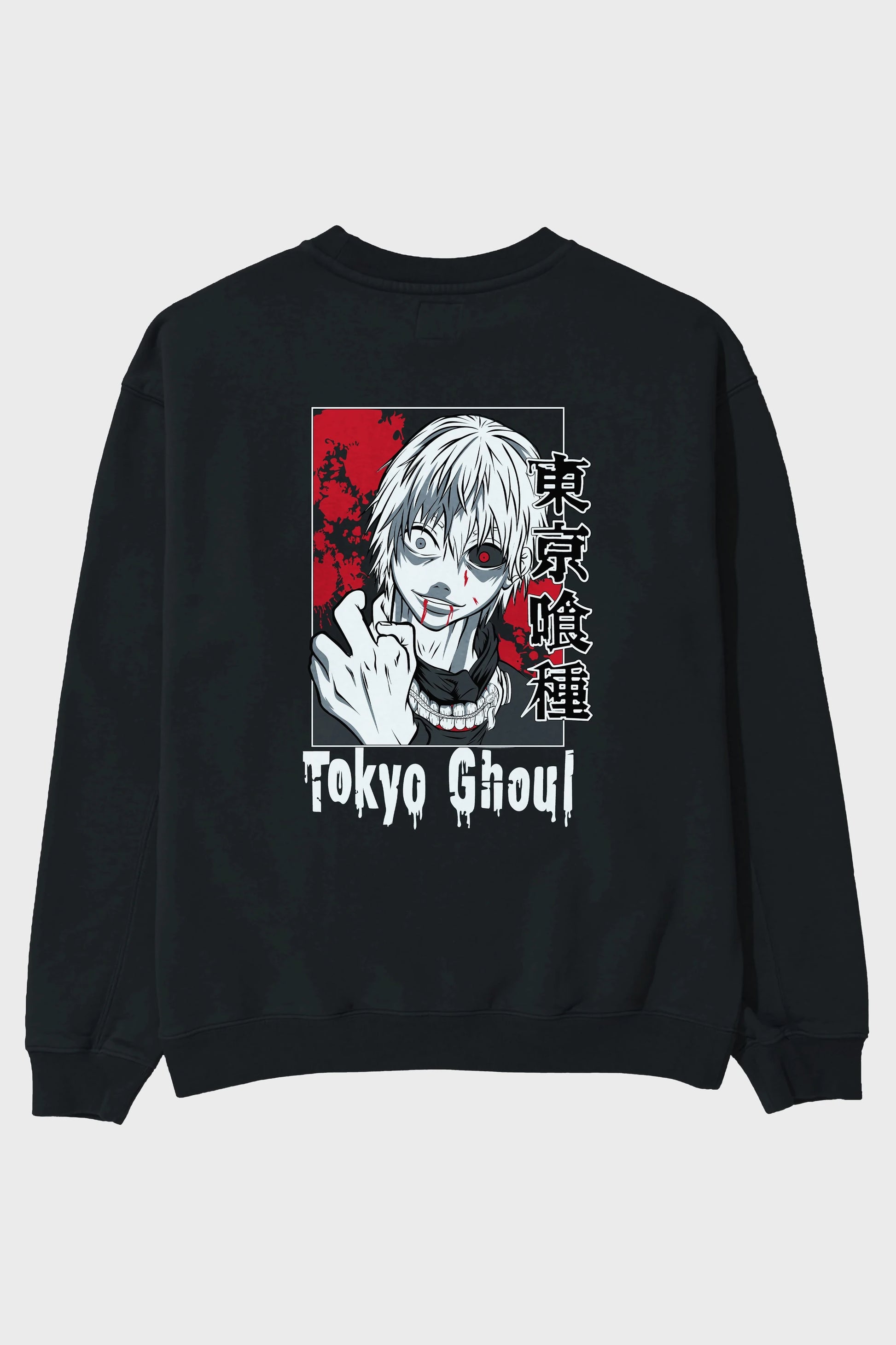 Kaneki Ken TOKYO GHOUL Anime Arka Baskılı Oversize Sweatshirt Erkek Kadın Unisex