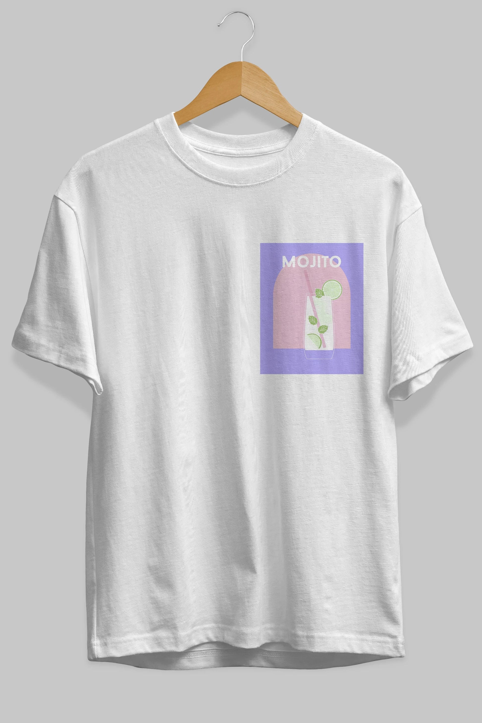 Mojito 2 Ön Sol Baskılı Oversize t-shirt Erkek Kadın Unisex %100 Pamuk Bisiklet Yaka tişort