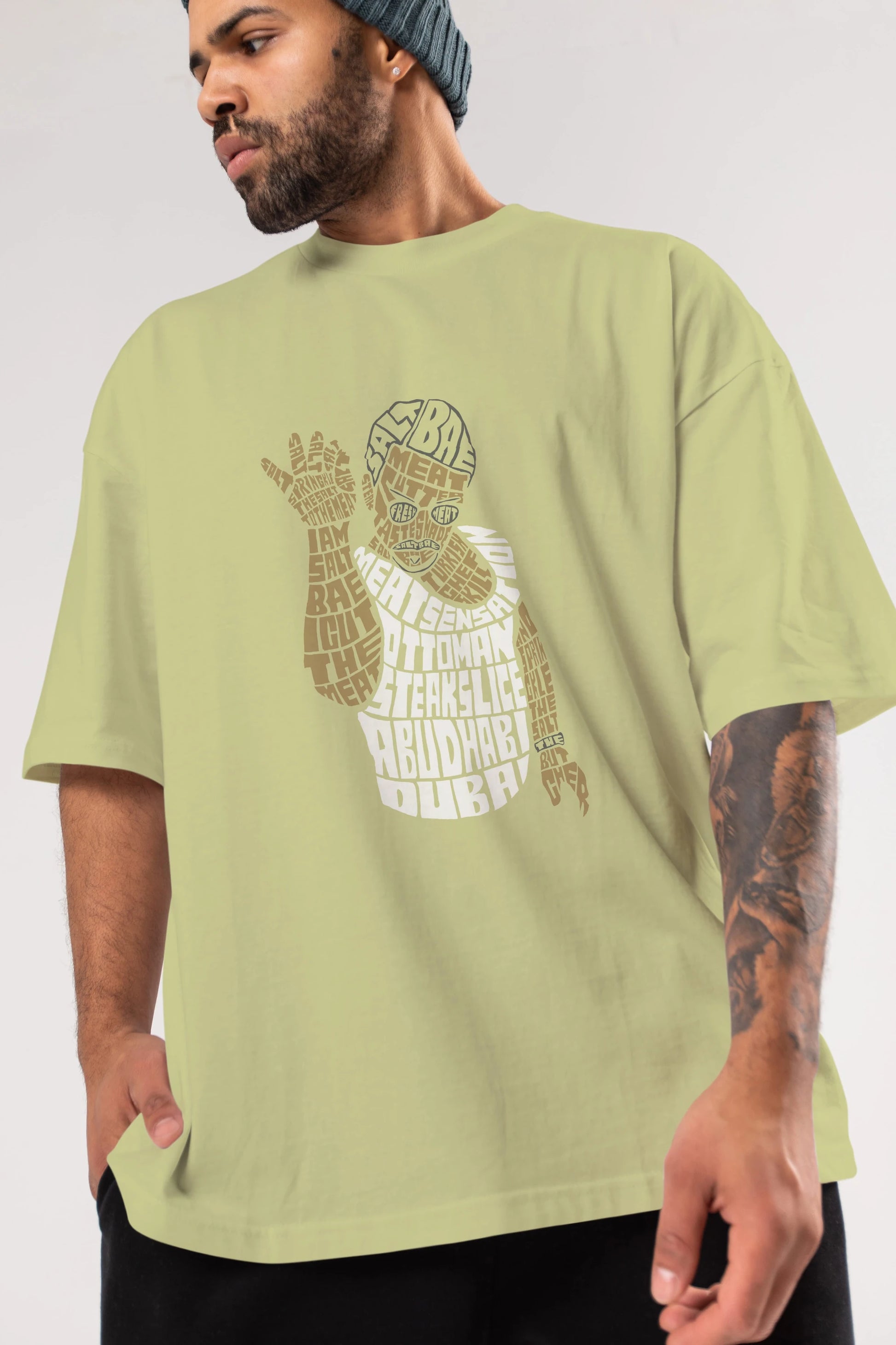 Salt Bae Ön Baskılı Oversize t-shirt %100 pamuk Erkek Kadın Unisex
