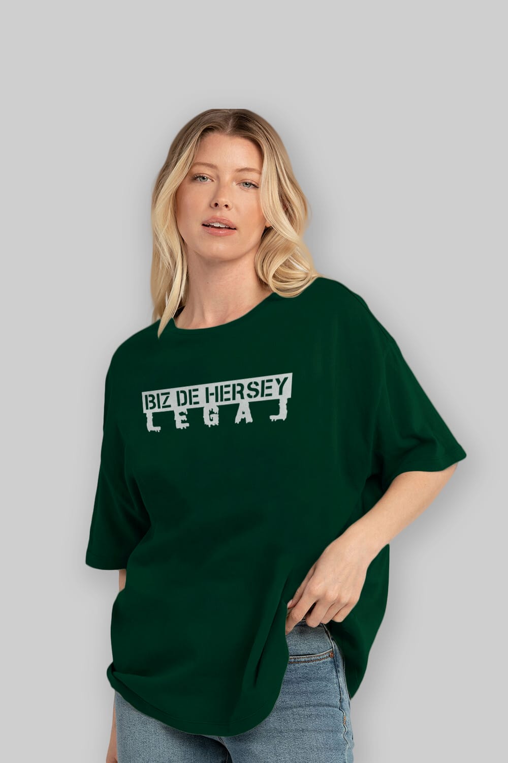 Biz De Herşey Legal Ön Baskılı Oversize t-shirt %100 pamuk Erkek Kadın Unisex