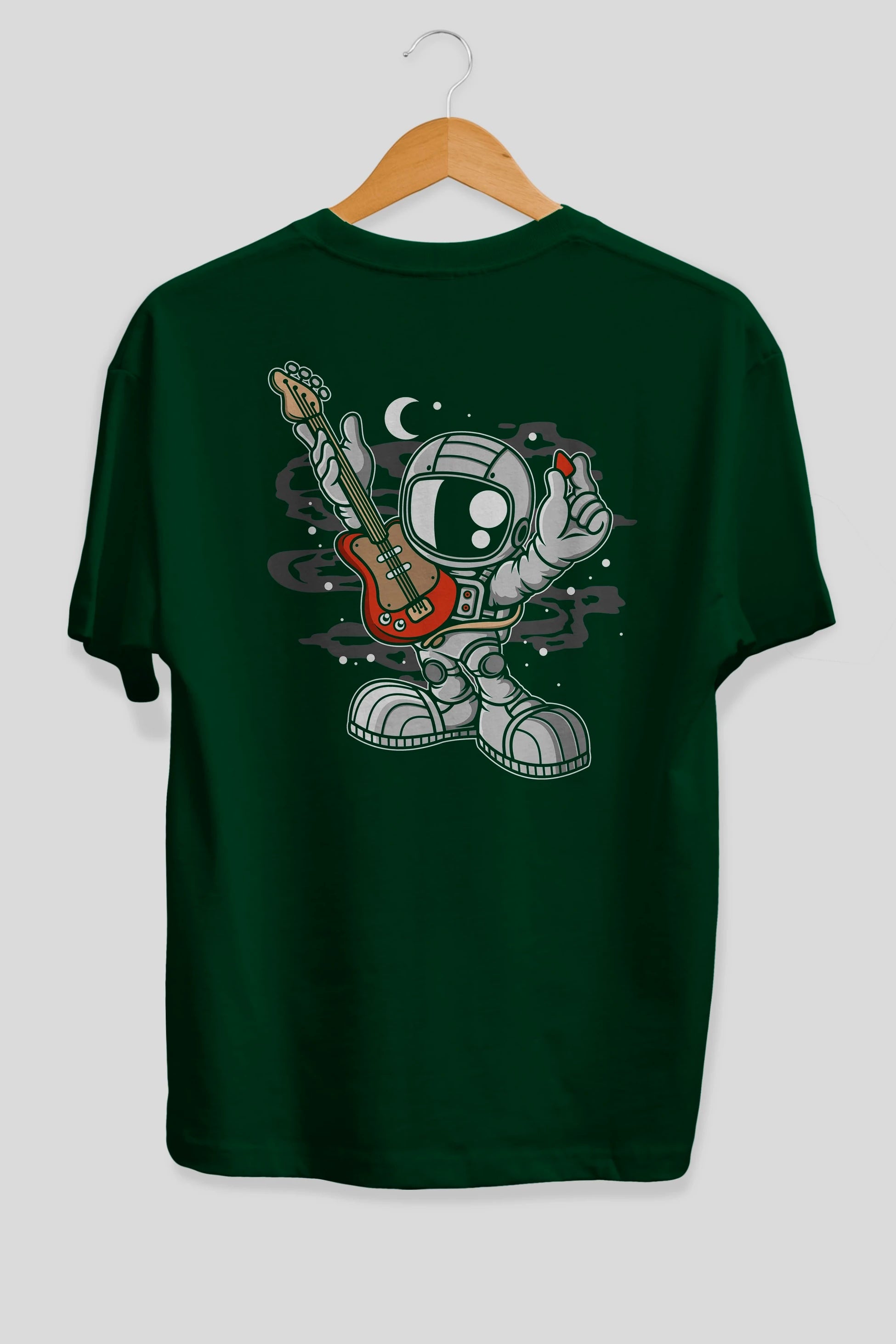 Astronaut Guitar Arka Baskılı Oversize t-shirt Erkek Kadın Unisex