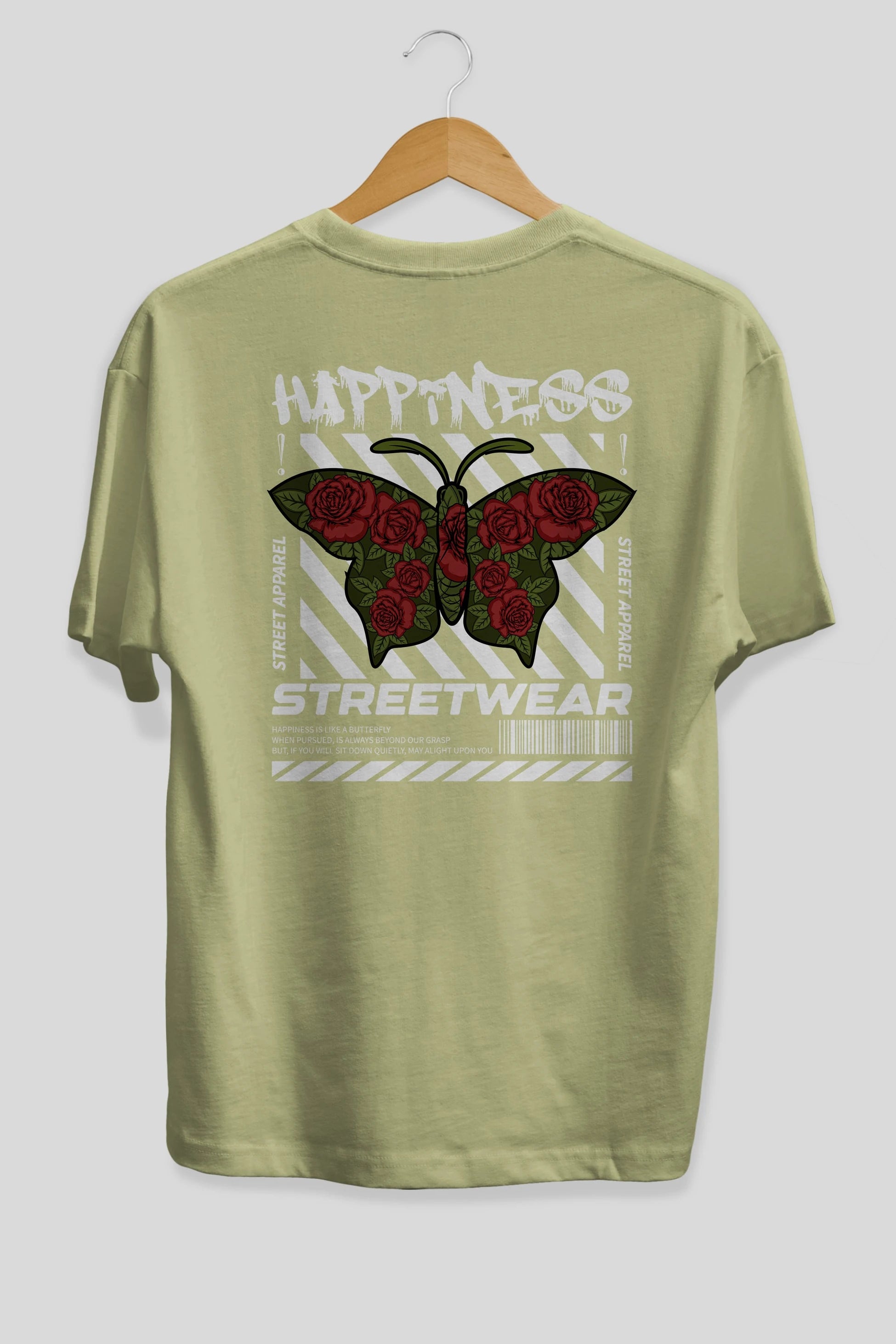 Happiness Streetwear Arka Baskılı Oversize t-shirt Erkek Kadın Unisex