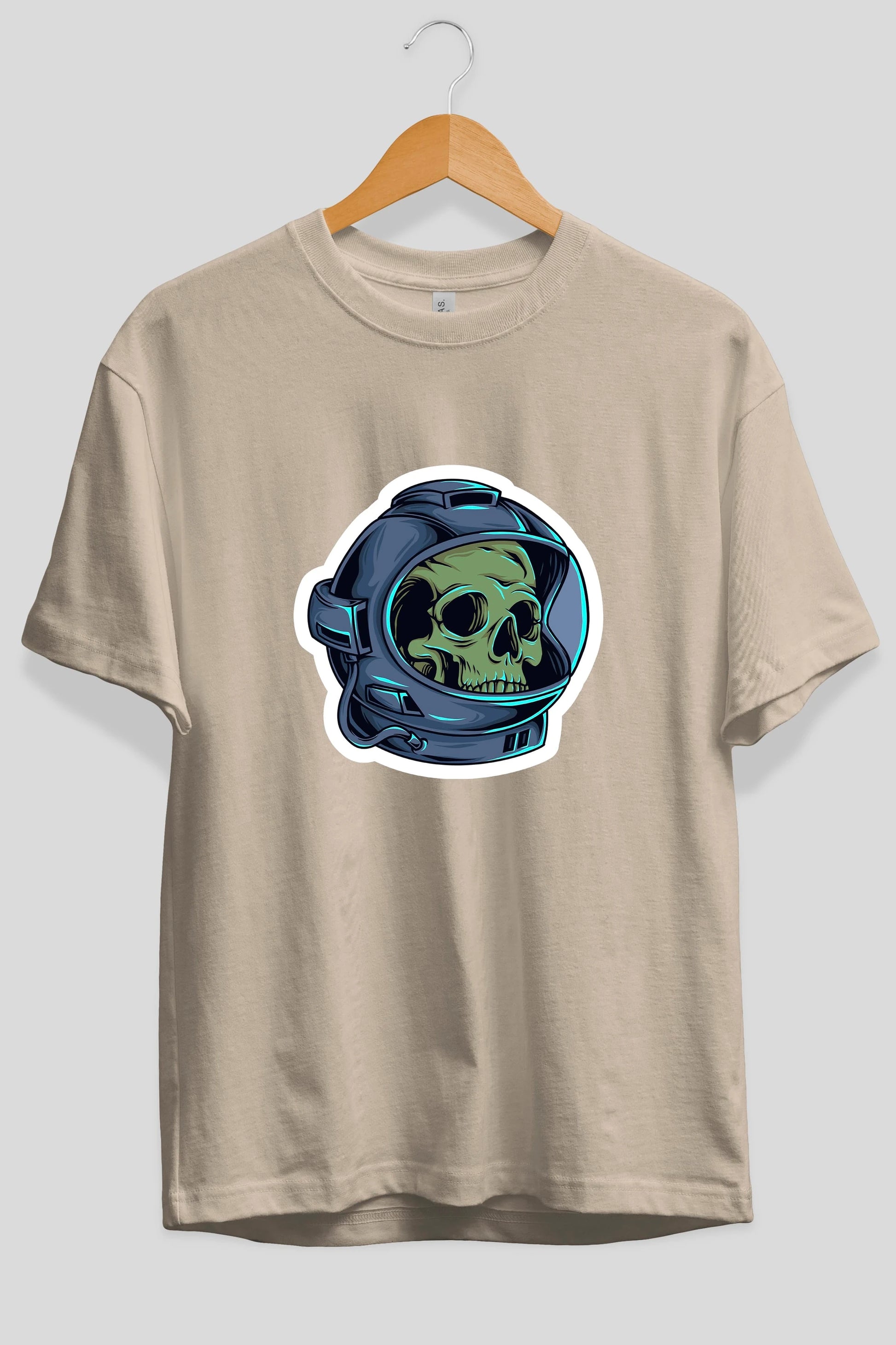 Astroskull Sticker Ön Baskılı Oversize t-shirt Erkek Kadın Unisex