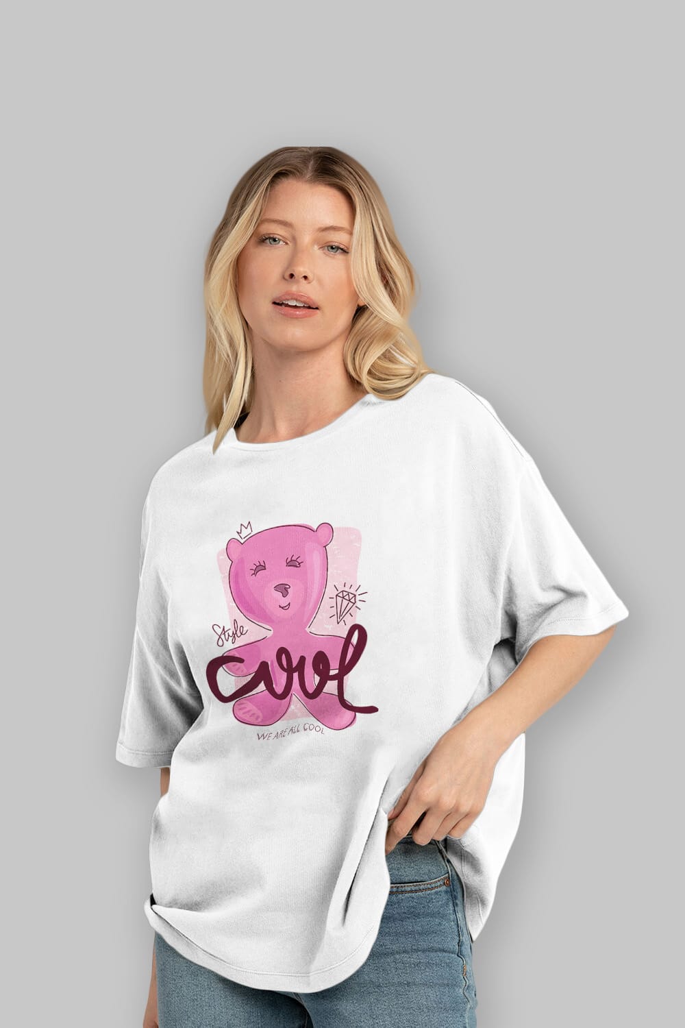 Cool Style Bear Ön Baskılı Oversize t-shirt Erkek Kadın Unisex