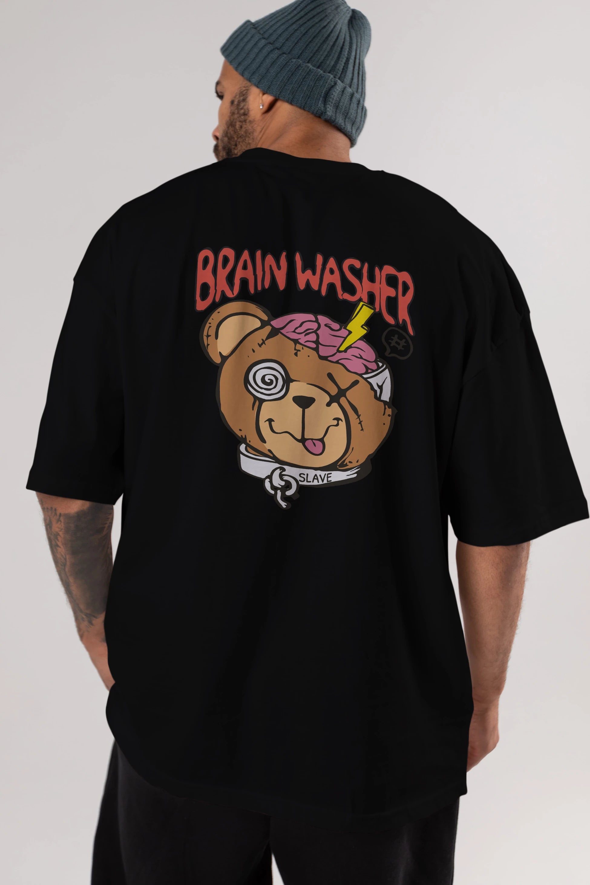Brain Washer Arka Baskılı Oversize t-shirt Erkek Kadın Unisex