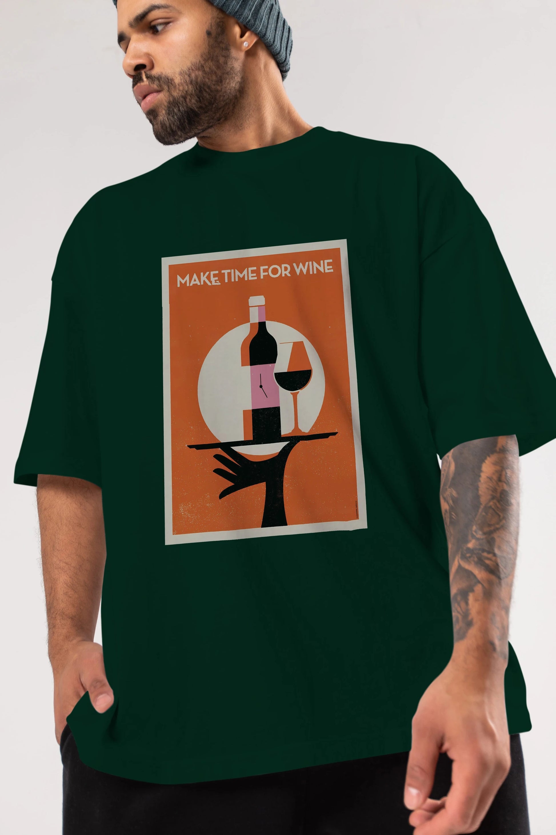 Make Time For Wine Ön Baskılı Oversize t-shirt Erkek Kadın Unisex %100 Pamuk Bisiklet Yaka tişort