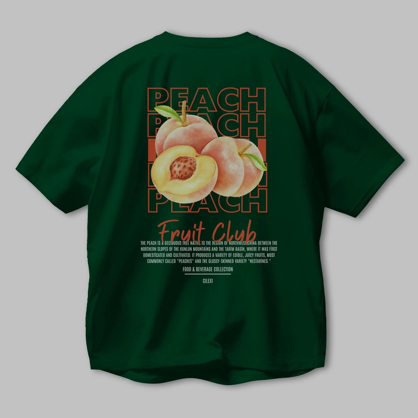 Peach Arka Baskılı Oversize t-shirt Erkek Kadın Pamuk Bisiklet Yaka tişort