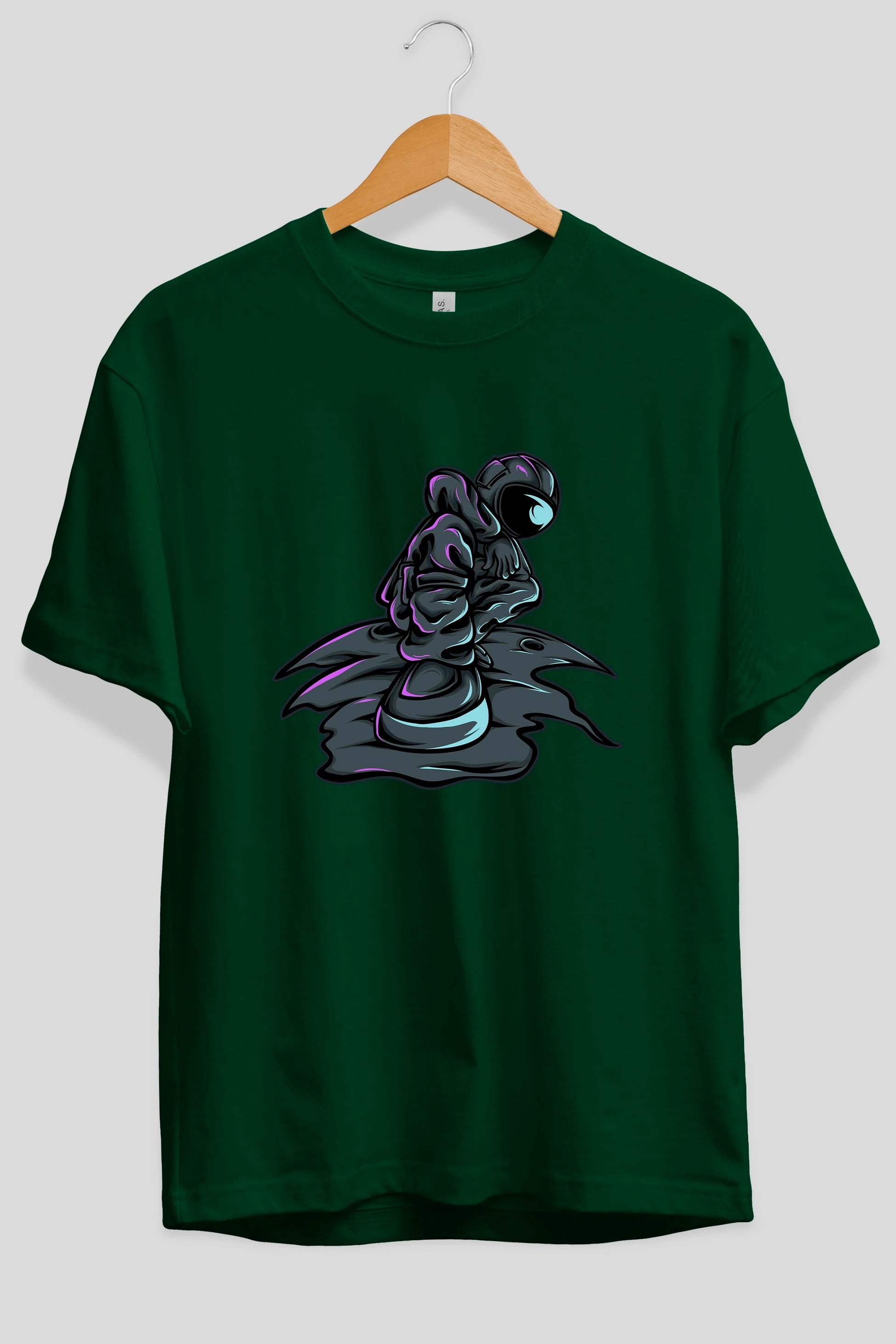 Stylish Astronaut Ön Baskılı Oversize t-shirt Erkek Kadın Unisex