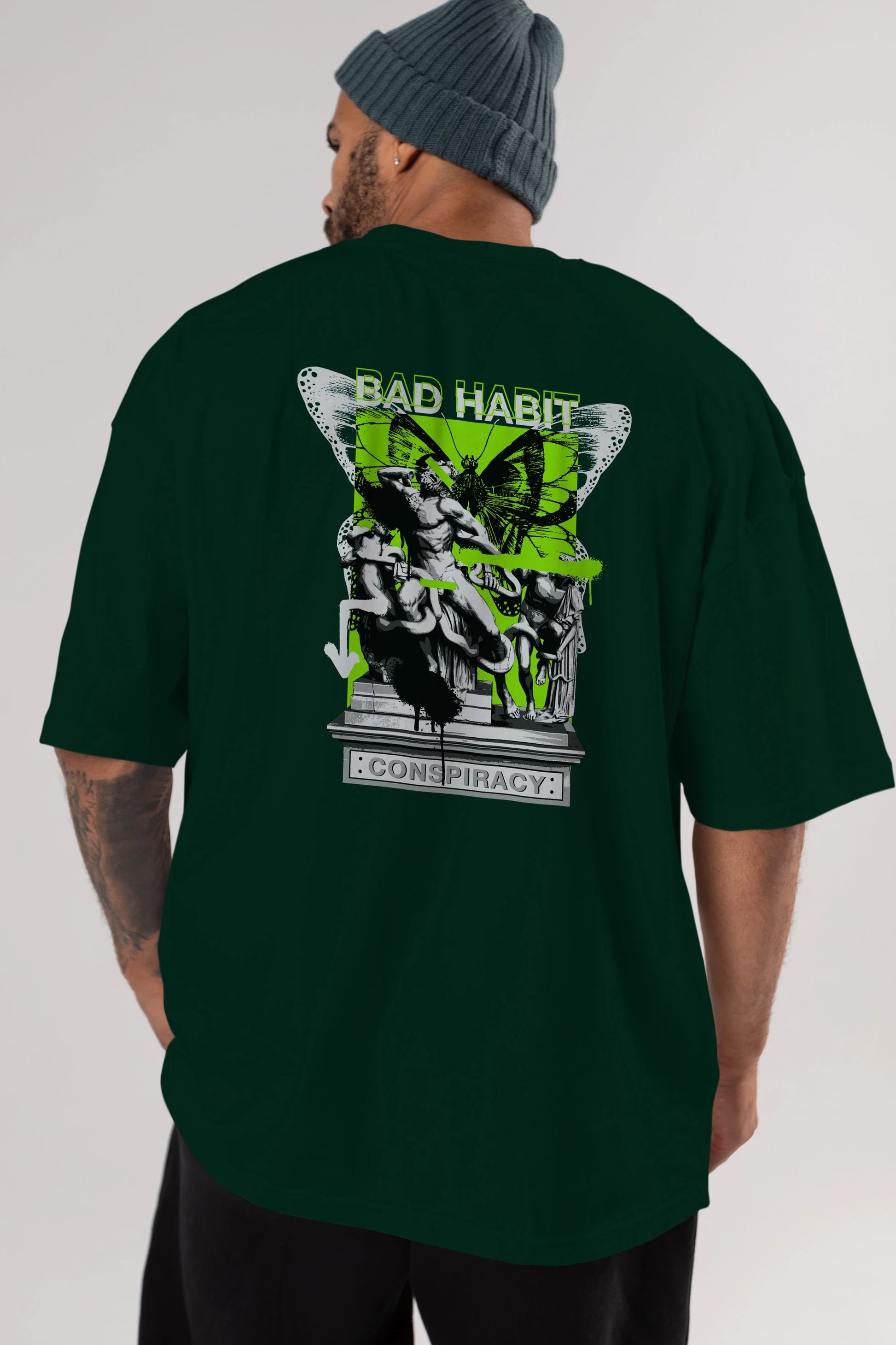 Bad Habit Arka Baskılı Oversize t-shirt Erkek Kadın Unisex