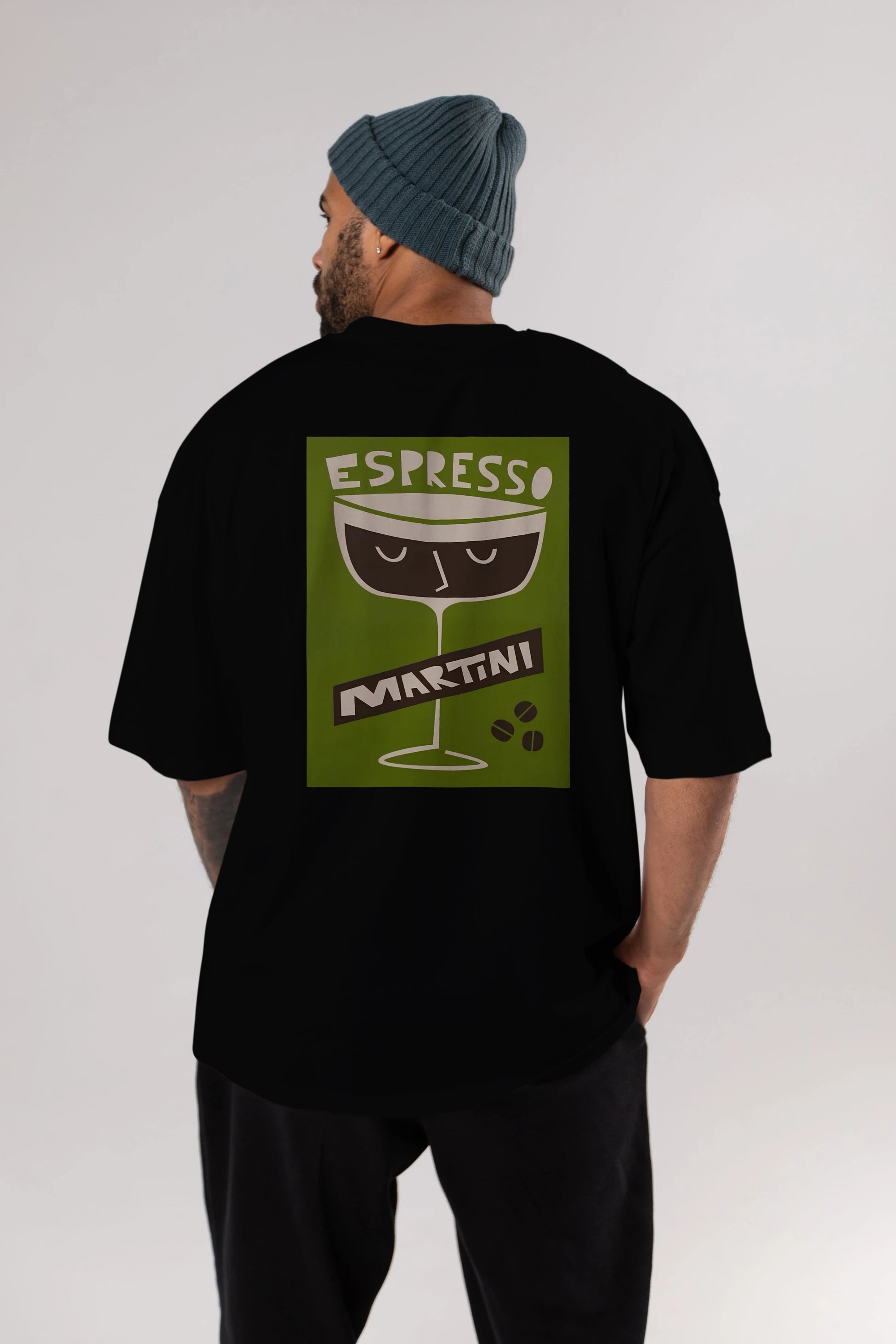 Espresso Martini 2 Arka Baskılı Oversize t-shirt Erkek Kadın Unisex %100 Pamuk Bisiklet Yaka tişort