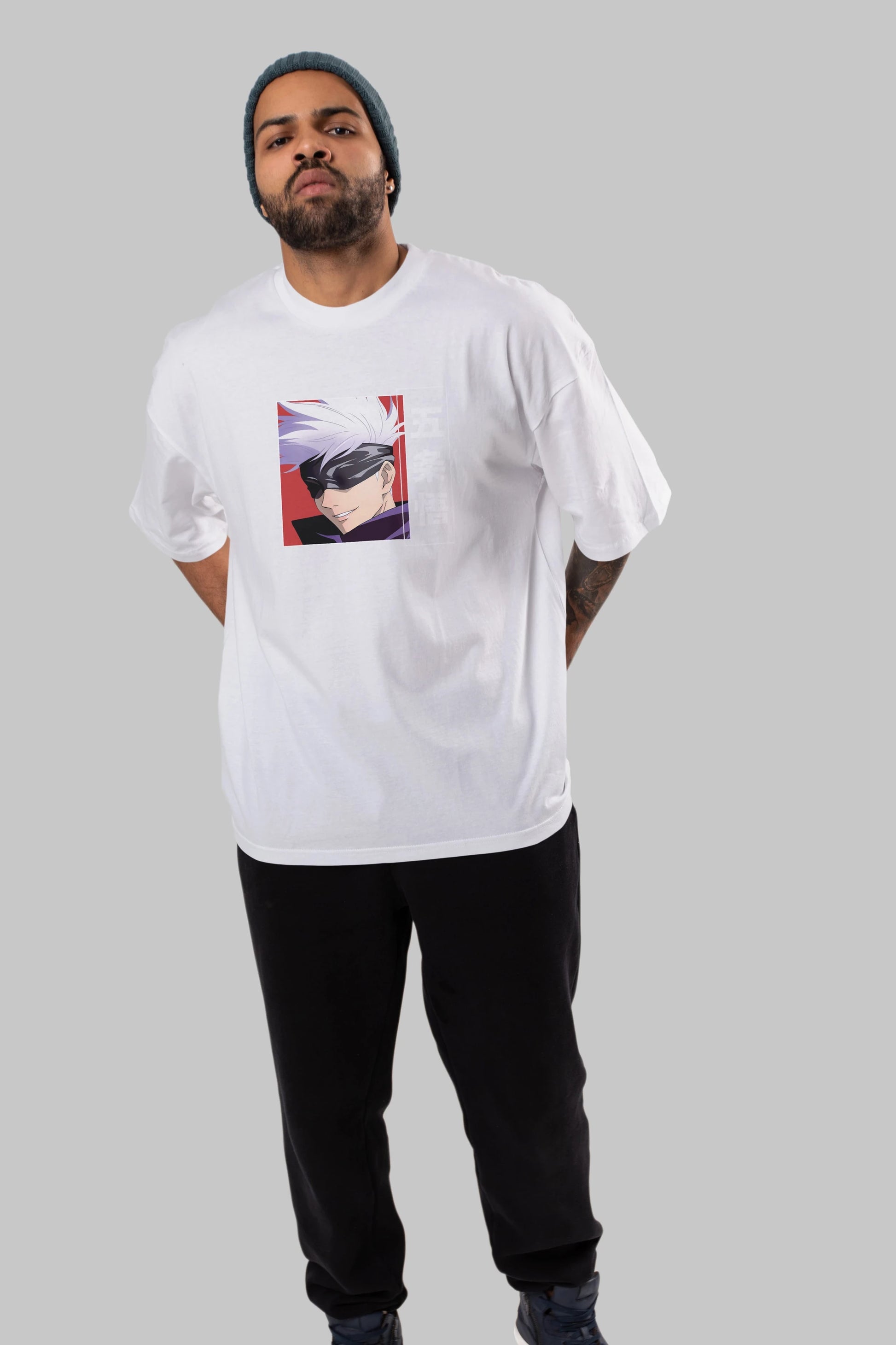 SATORU GOJO Anime Ön Baskılı Oversize t-shirt %100 pamuk Erkek Kadın Unisex