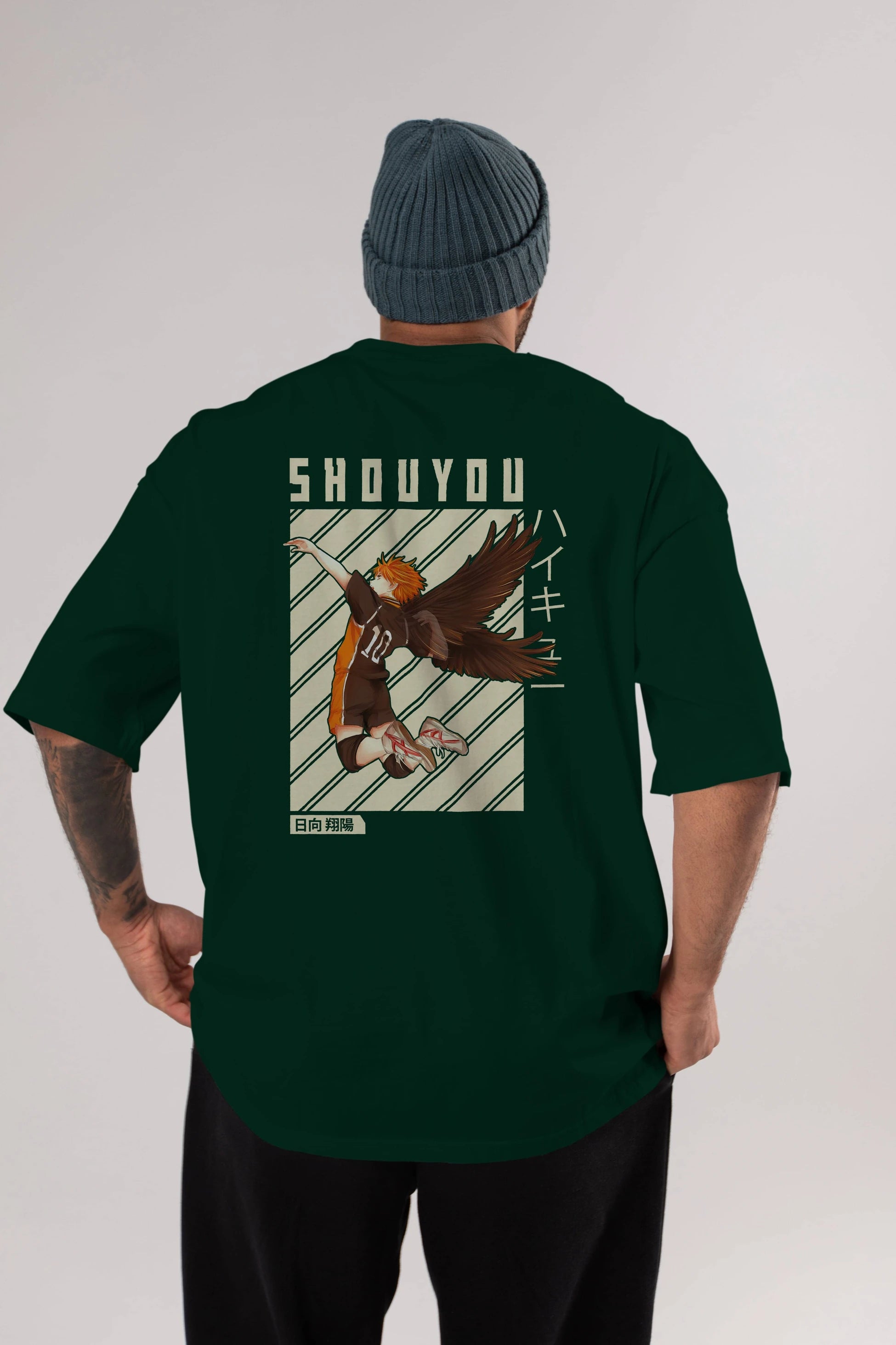 Shouyou Hinata 3 Anime Arka Baskılı Oversize t-shirt Erkek Kadın Unisex