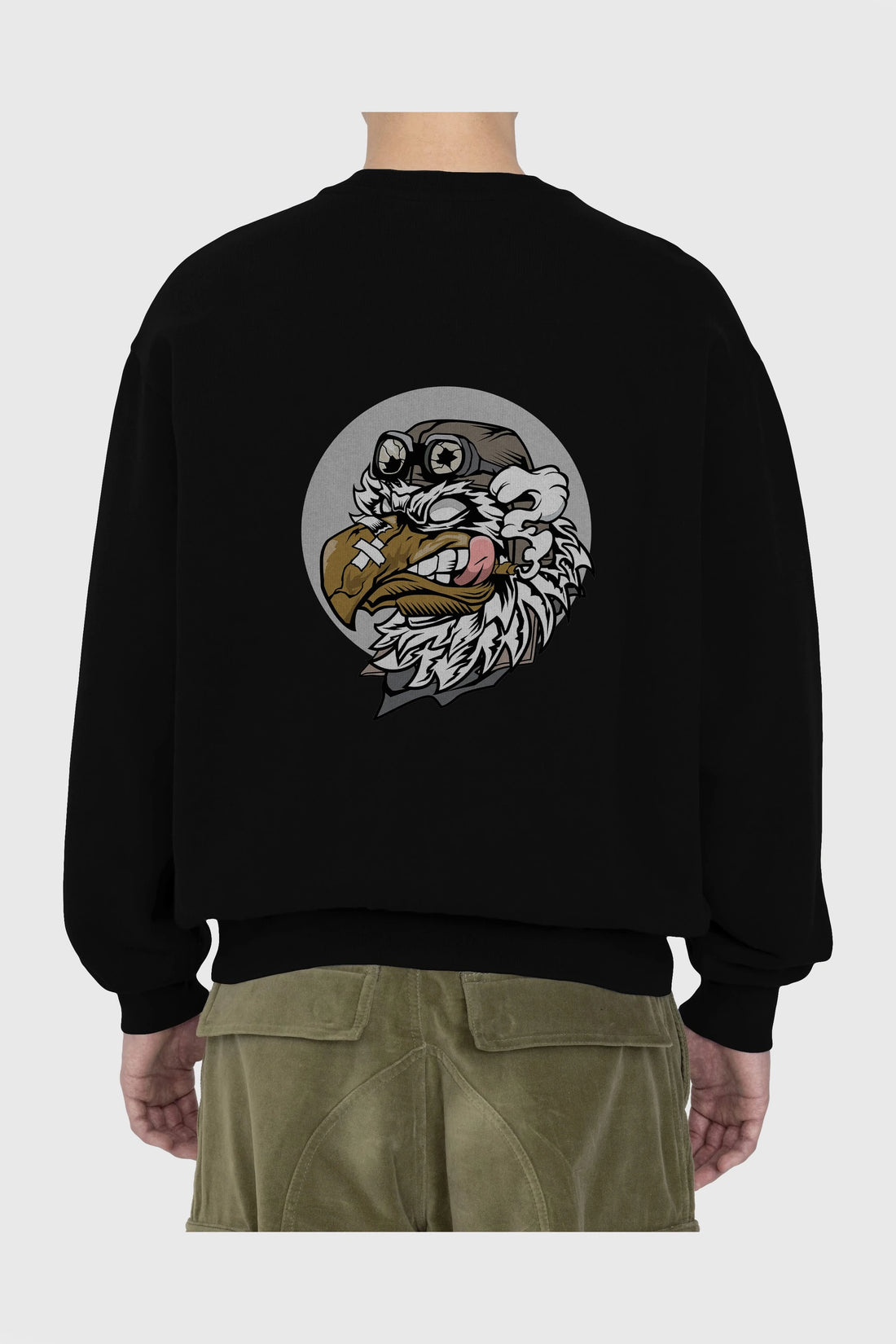 Bird Pilot Arka Baskılı Oversize Sweatshirt Erkek Kadın Unisex