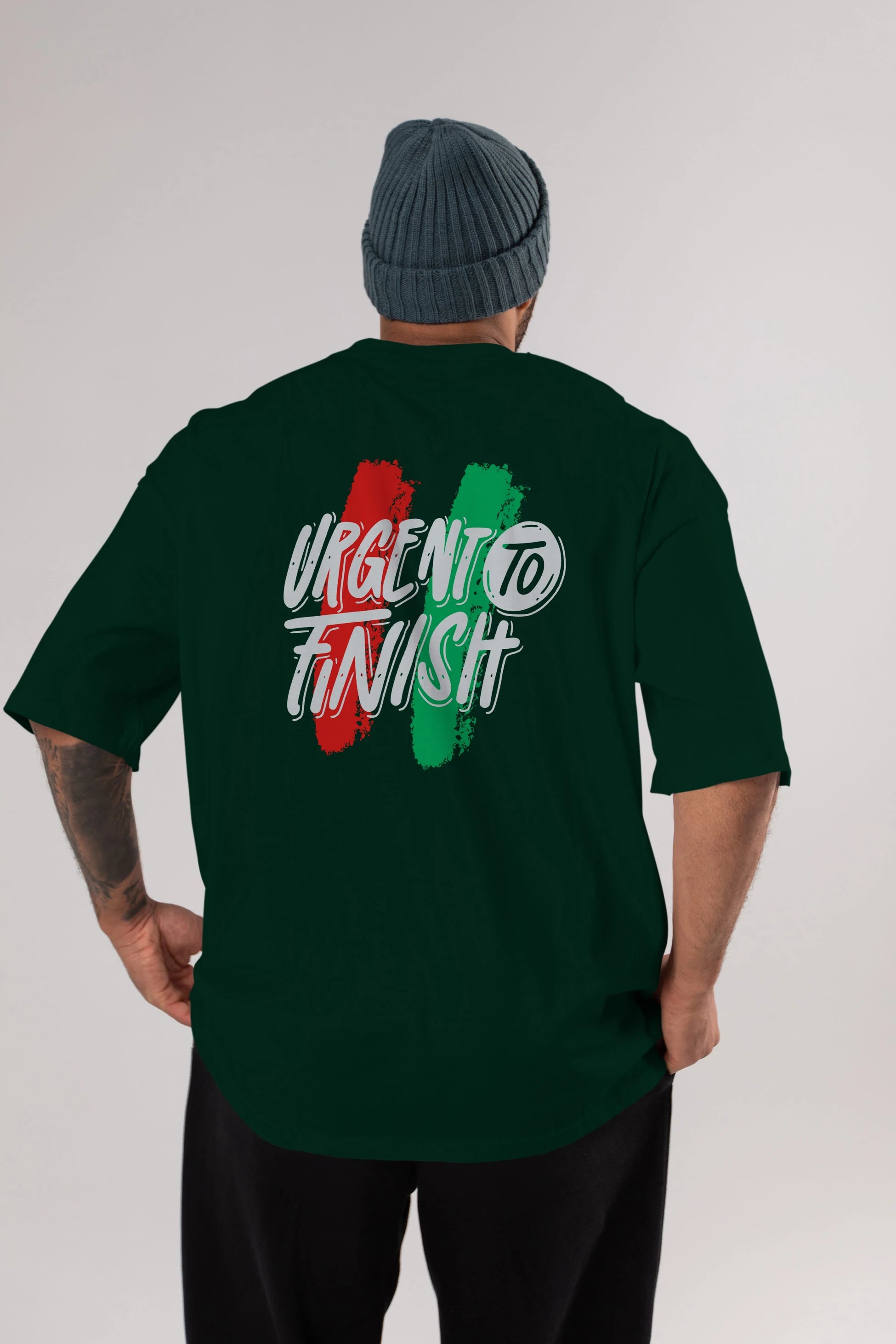 Urgent To Finish Arka Baskılı Oversize t-shirt Erkek Kadın Unisex