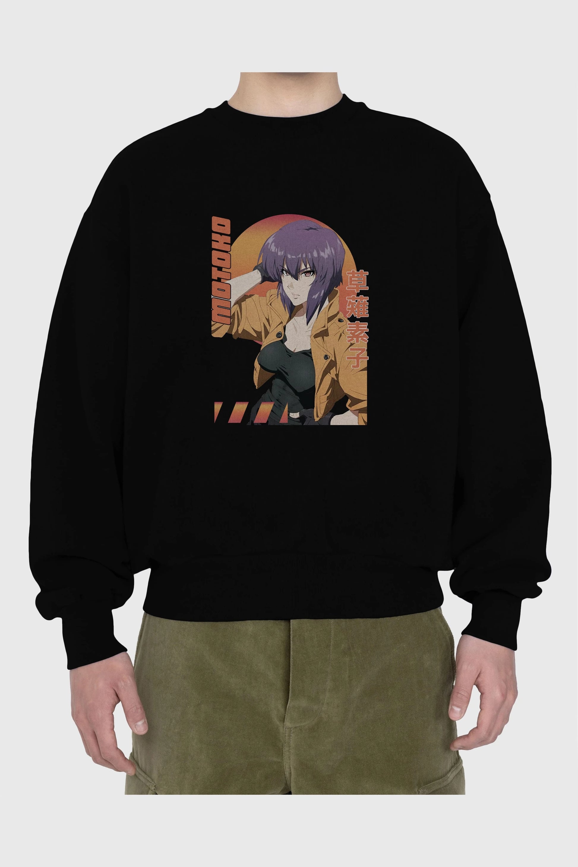 Motoko Kusanagi 9 Anime Ön Baskılı Oversize Sweatshirt Erkek Kadın Unisex
