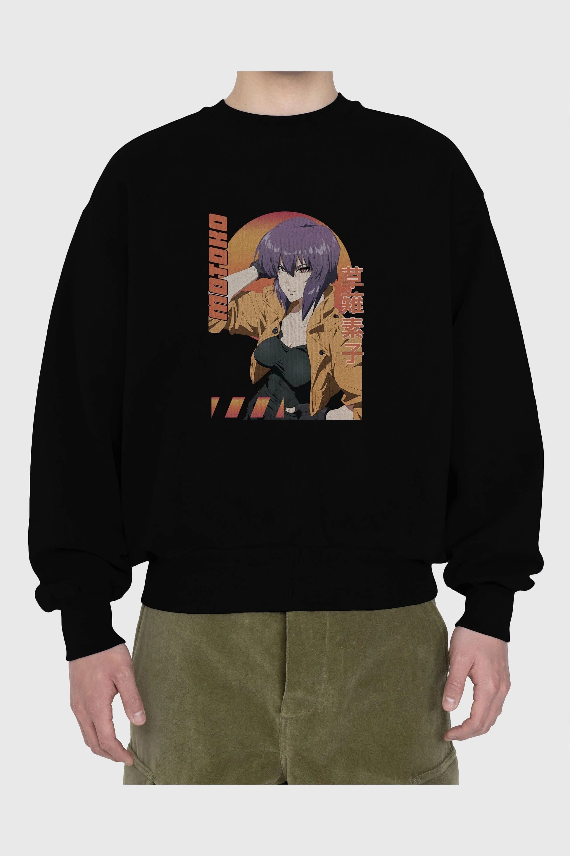 Motoko Kusanagi 9 Anime Ön Baskılı Oversize Sweatshirt Erkek Kadın Unisex