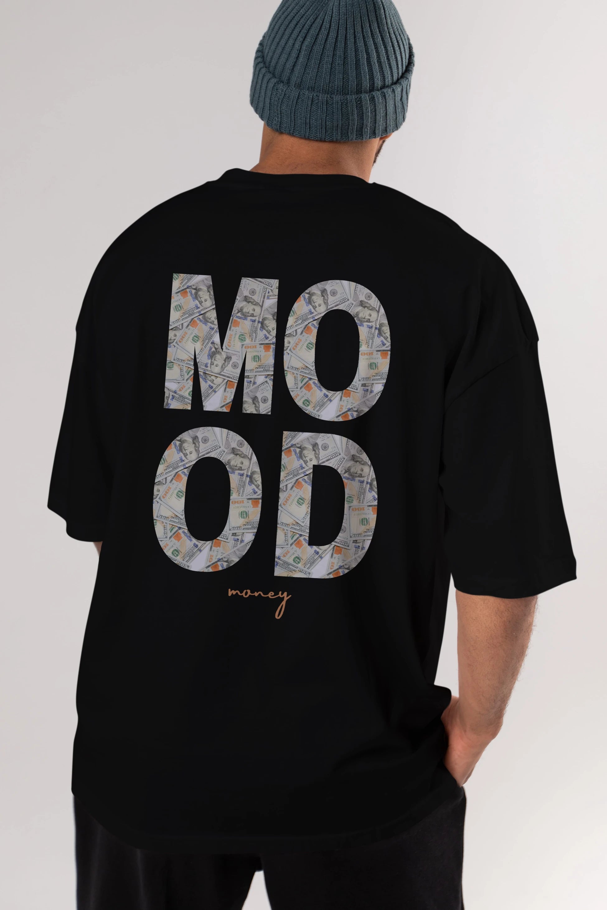 Mood Money Yazılı Arka Baskılı Oversize t-shirt Erkek Kadın Unisex