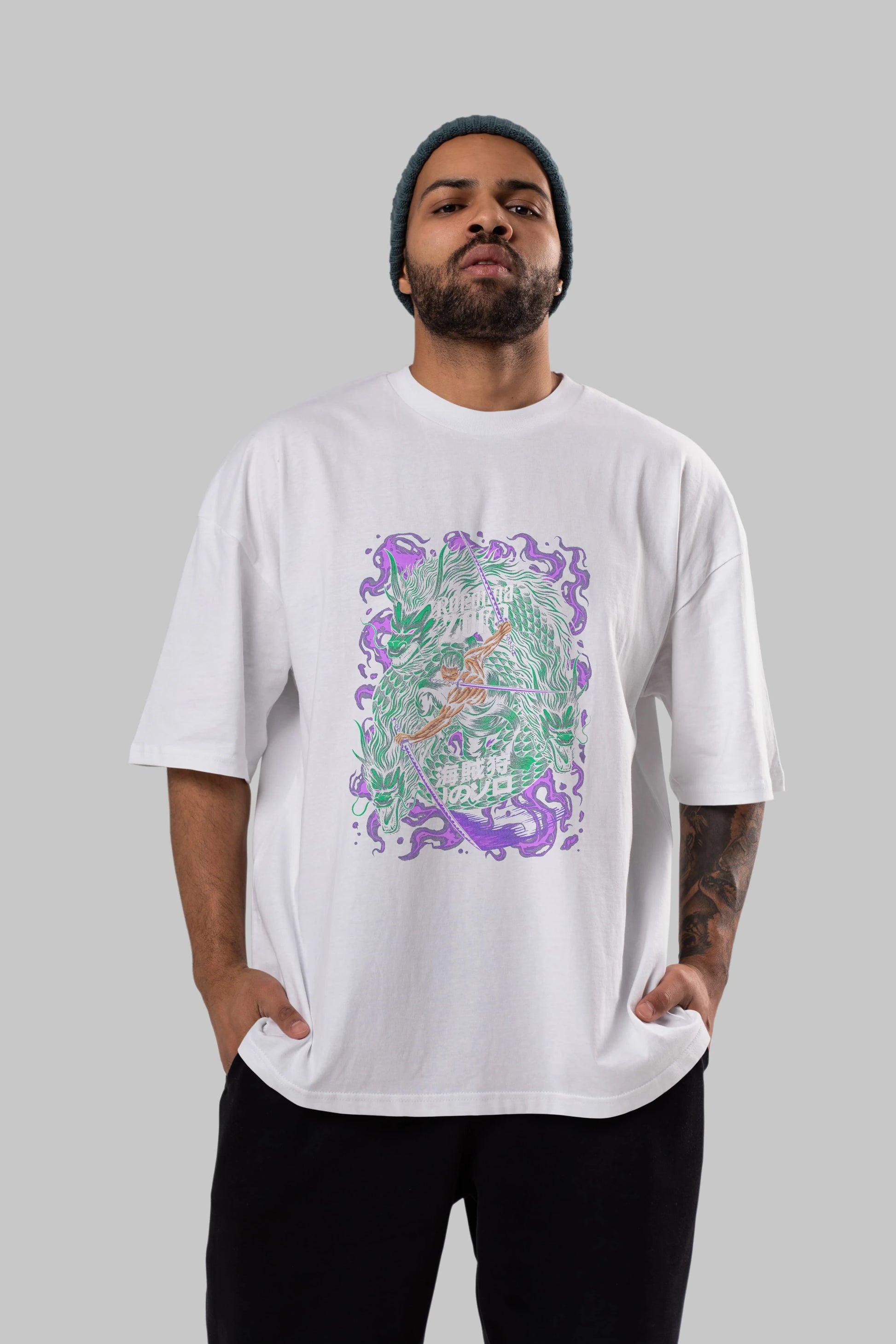 RORONOA ZORO 5 Anime Ön Baskılı Oversize t-shirt %100 pamuk Erkek Kadın Unisex