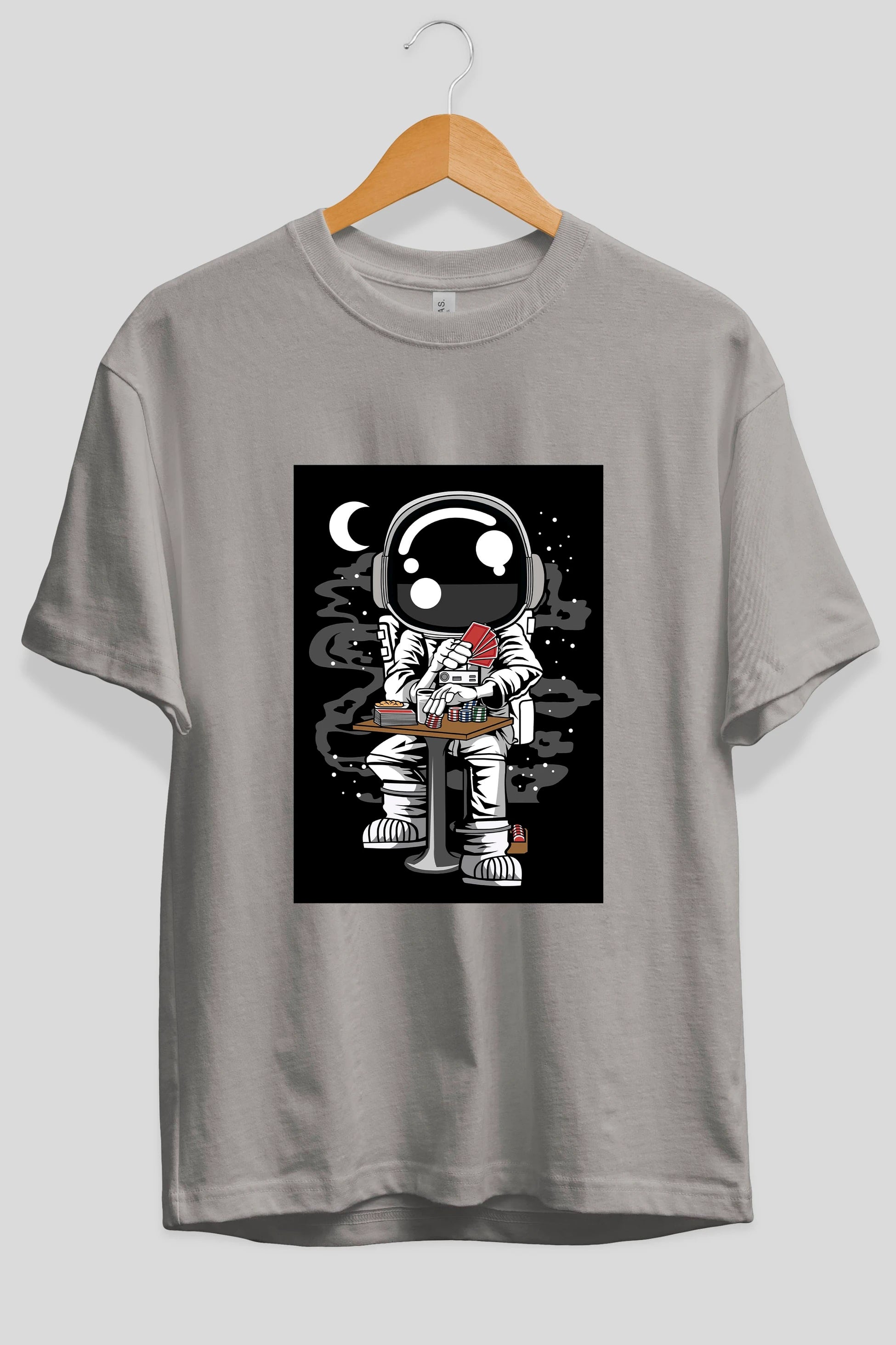 Astronaut Gambler Ön Baskılı Oversize t-shirt Erkek Kadın Unisex
