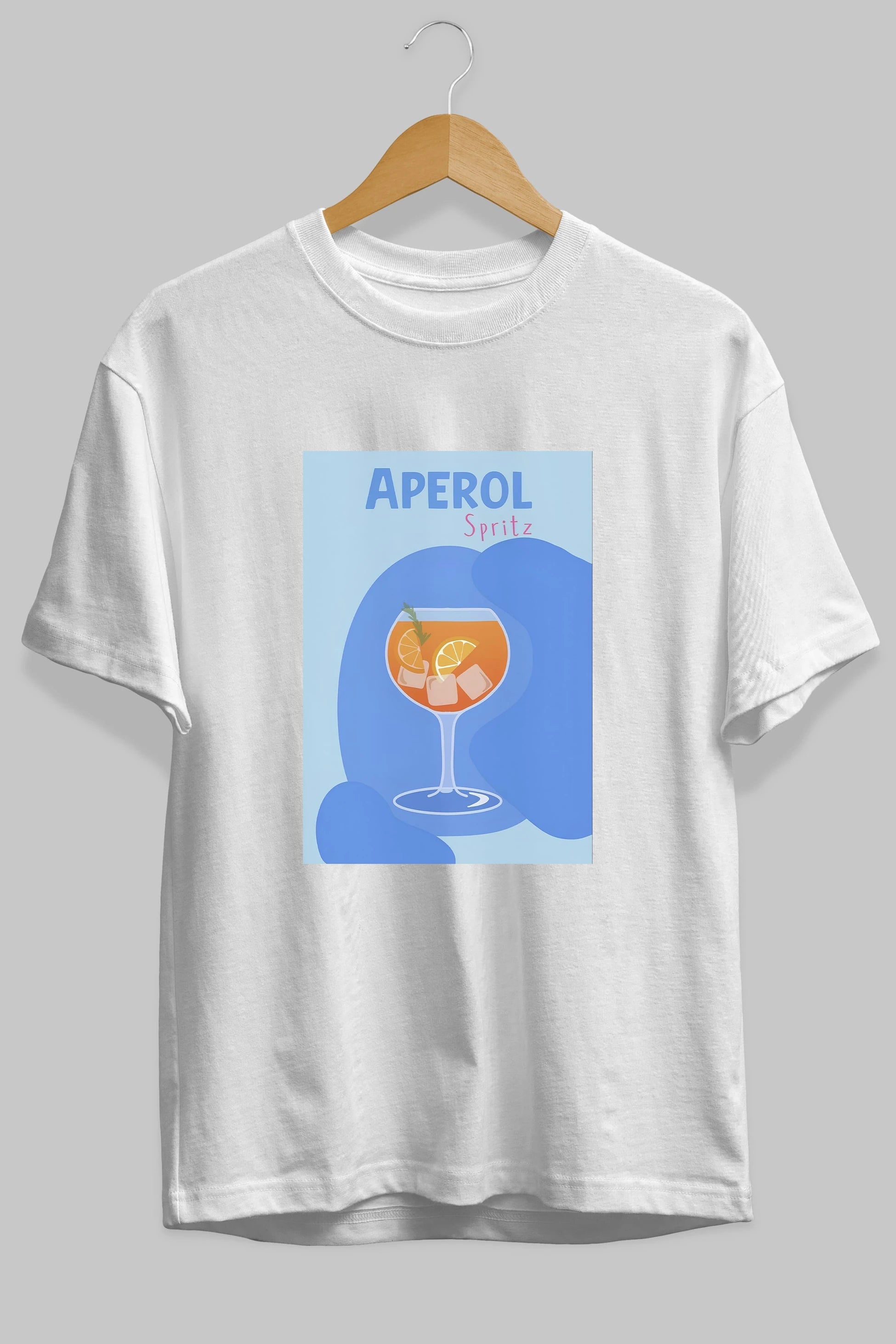 Aperol Spritz 10 Ön Baskılı Oversize t-shirt Erkek Kadın Unisex %100 Pamuk Bisiklet Yaka tişort