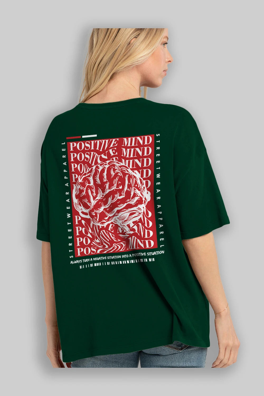 Positive Mind Arka Baskılı Oversize t-shirt Erkek Kadın Unisex