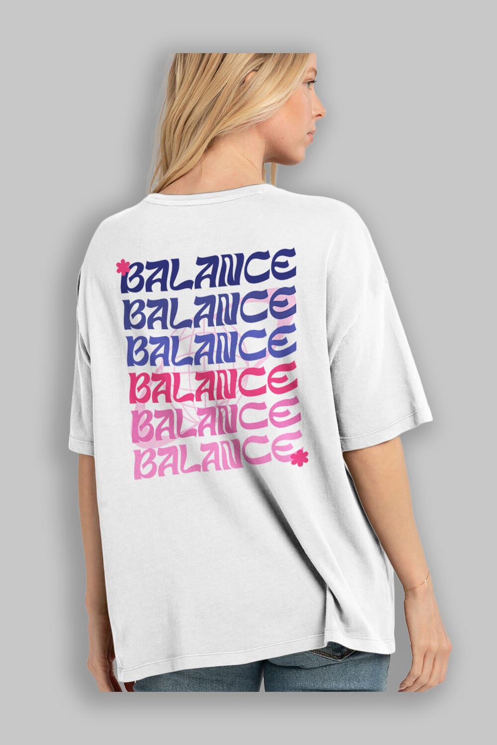 Balance Yazılı Arka Baskılı Oversize t-shirt Erkek Kadın Unisex