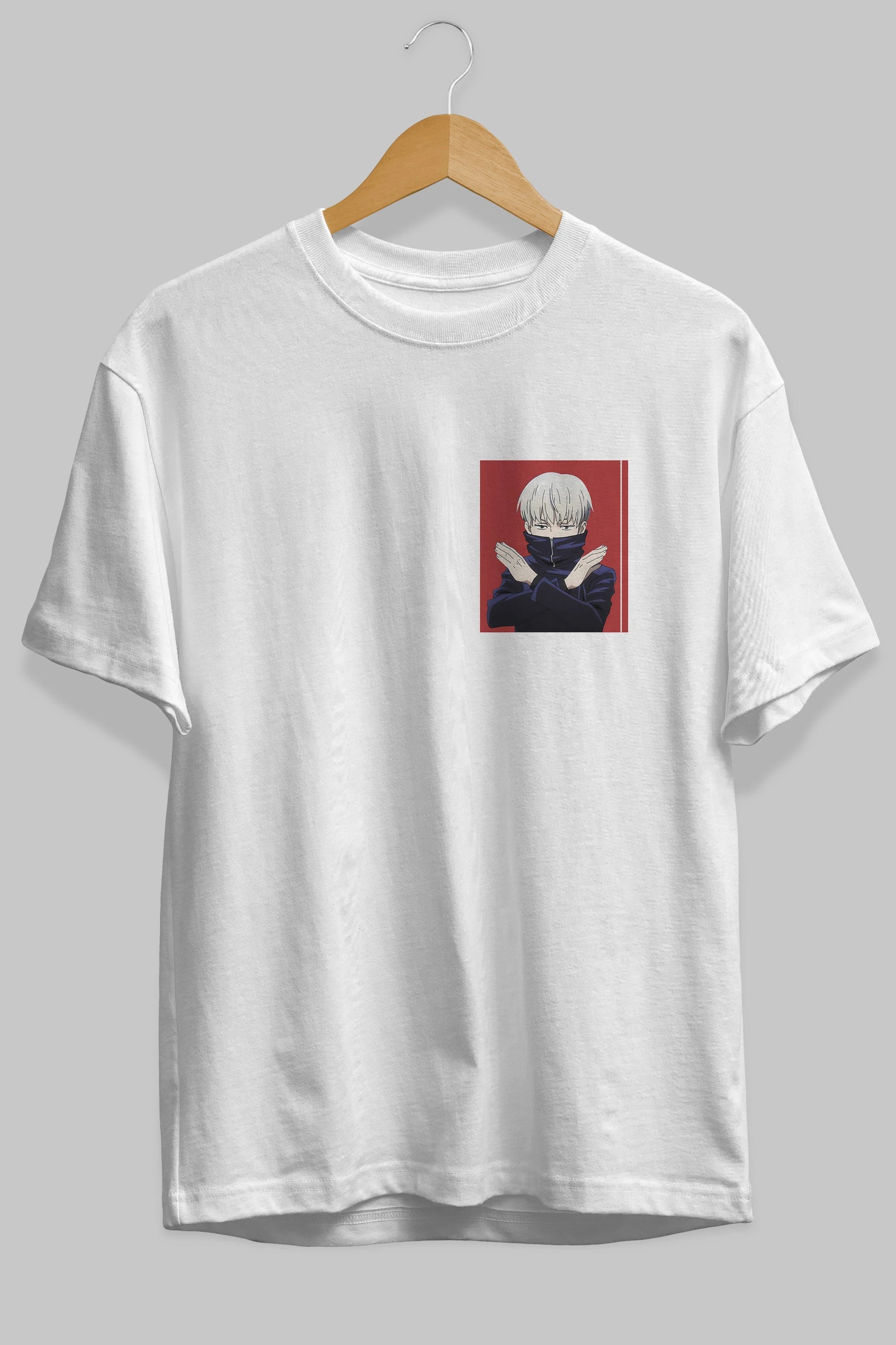 Toge Inumaki Ön Sol Baskılı Oversize t-shirt Erkek Kadın Unisex %100 Pamuk Bisiklet Yaka tişort