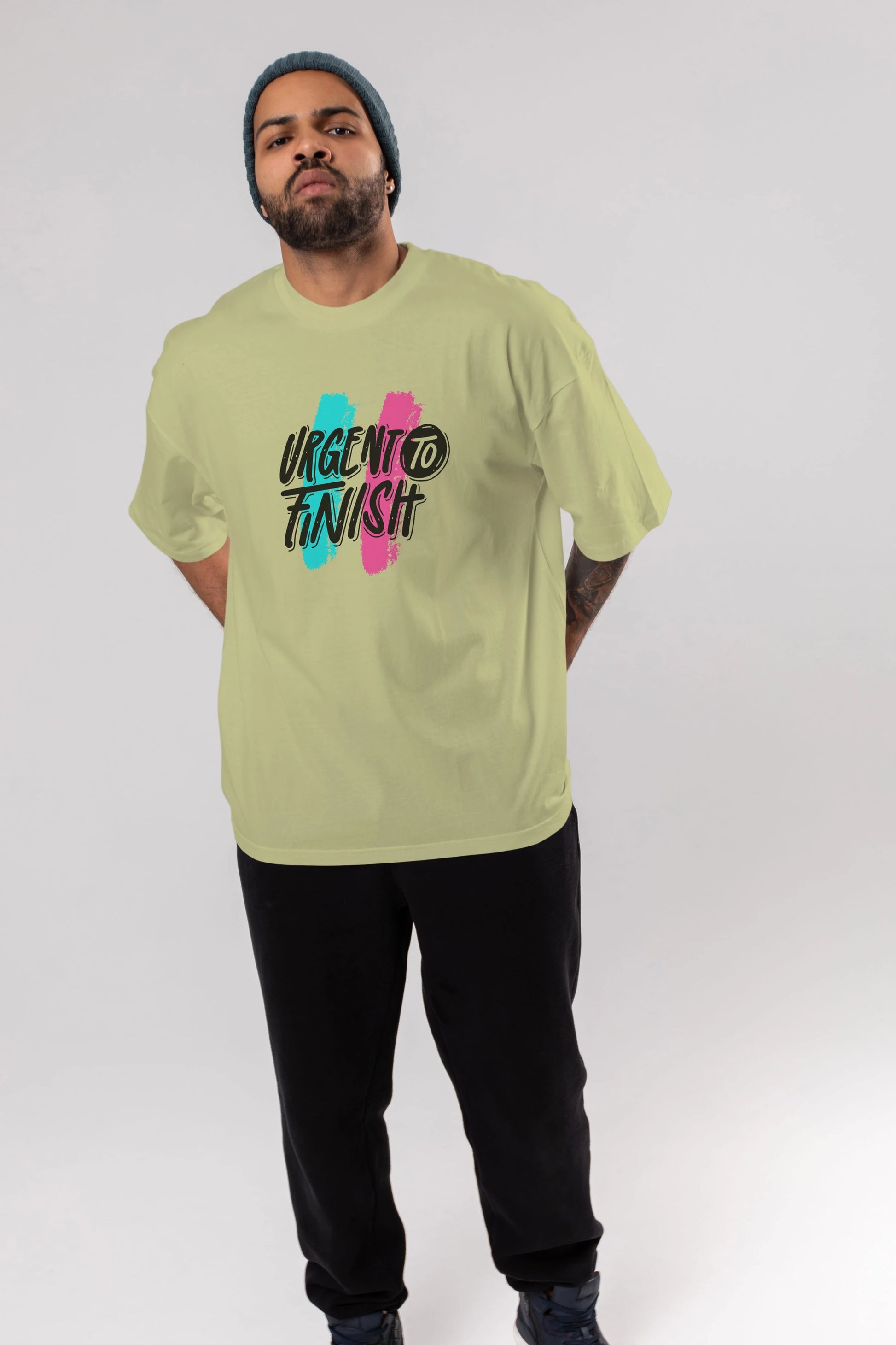 Urgent To Finish Ön Baskılı Oversize t-shirt Erkek Kadın Unisex