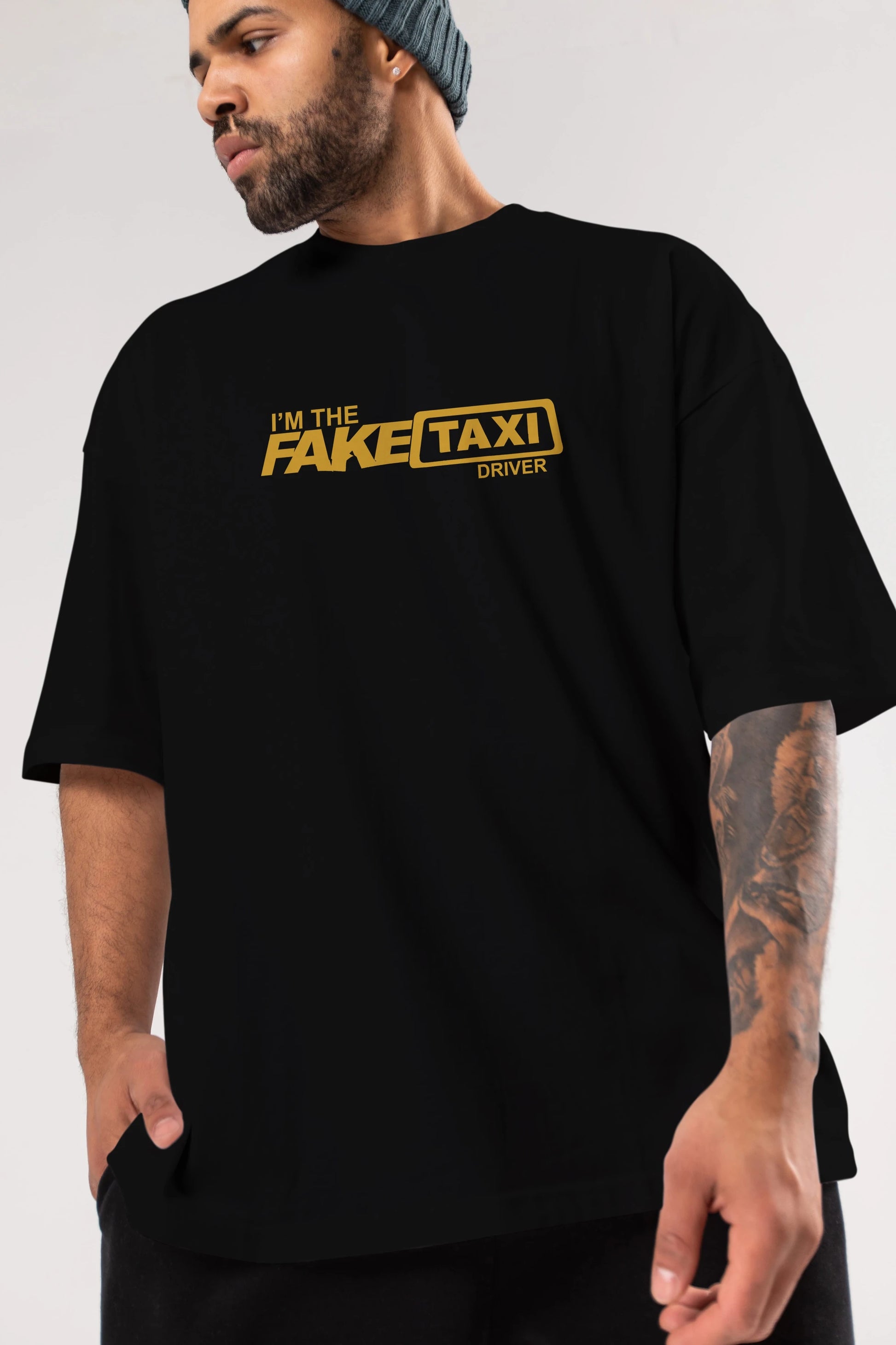 I m The Fake Taxi Ön Baskılı Oversize t-shirt %100 pamuk Erkek Kadın Unisex