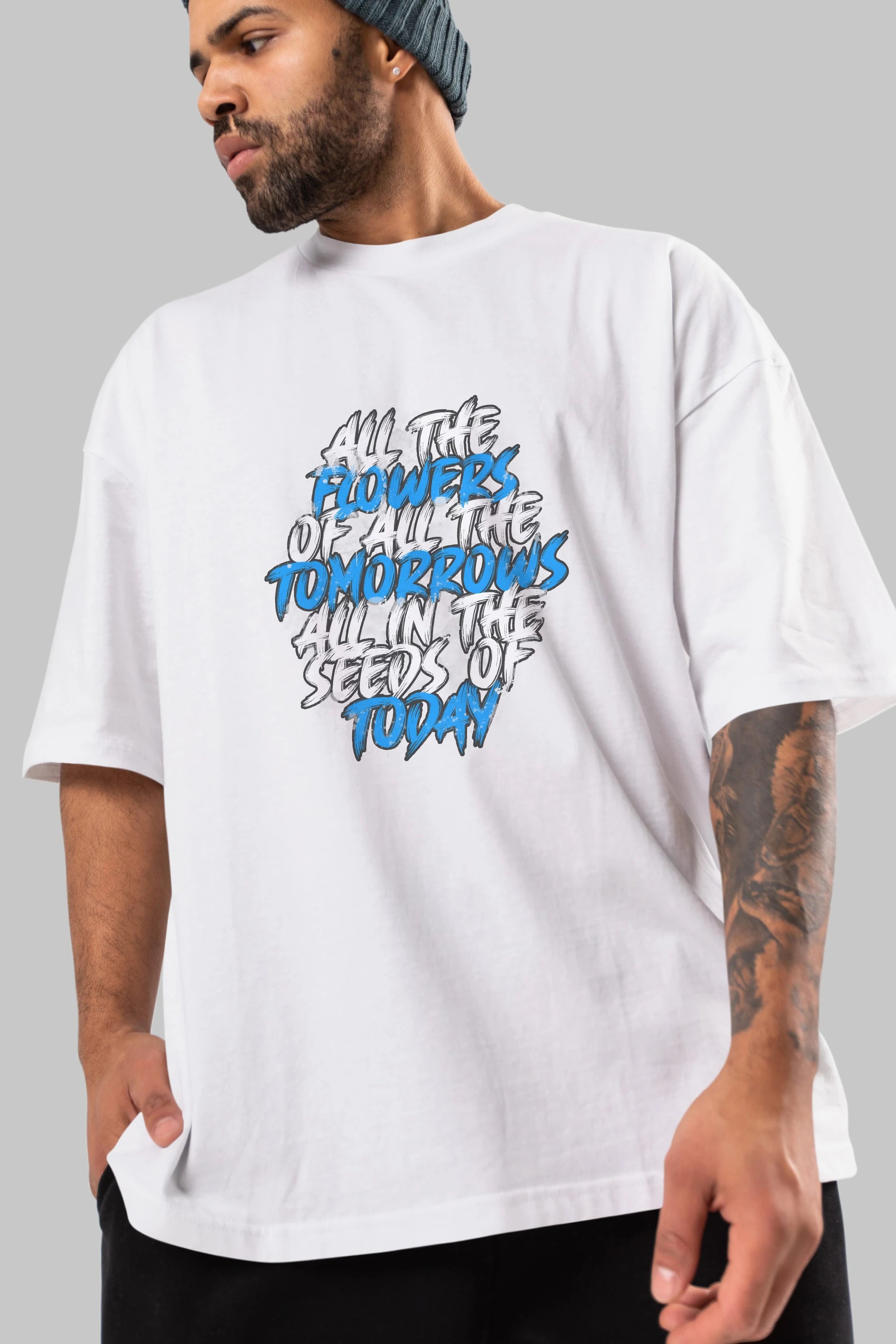 All The Flowers Ön Baskılı Oversize t-shirt Erkek Kadın Unisex