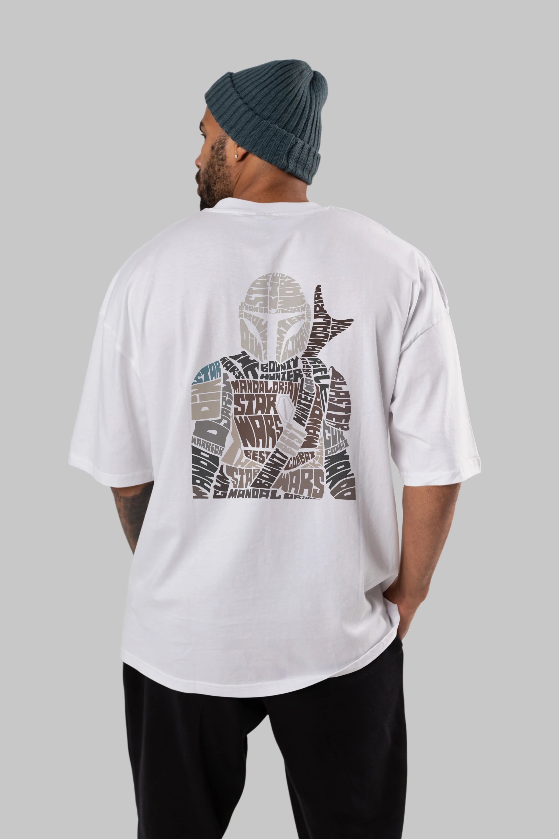 Mandalorian Arka Baskılı Oversize t-shirt %100 pamuk Erkek Kadın Unisex