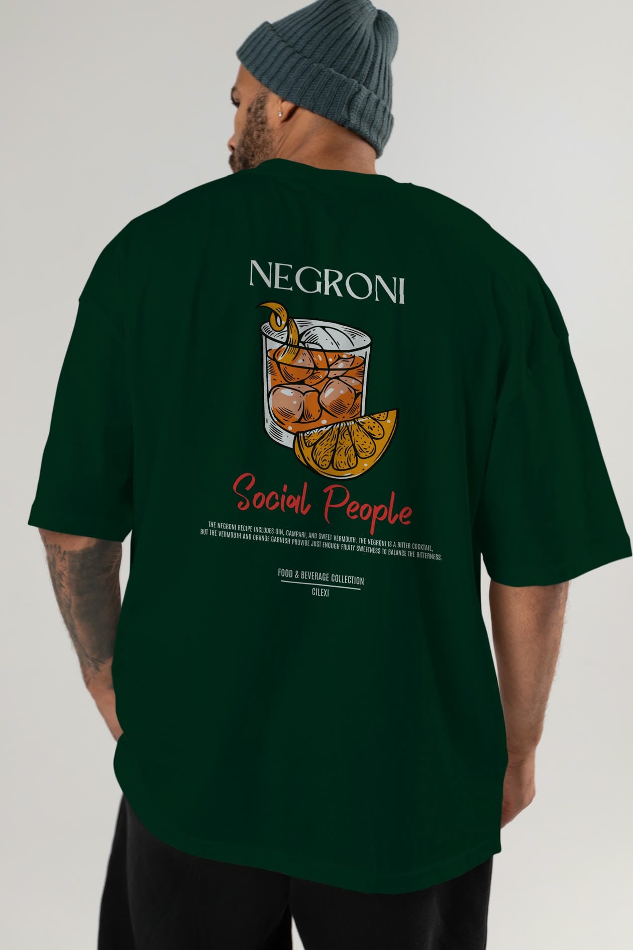 Negroni Kokteyl Serisi Baskılı Oversize t-shirt Erkek Kadın Unisex %100 Pamuk Bisiklet Yaka tişort