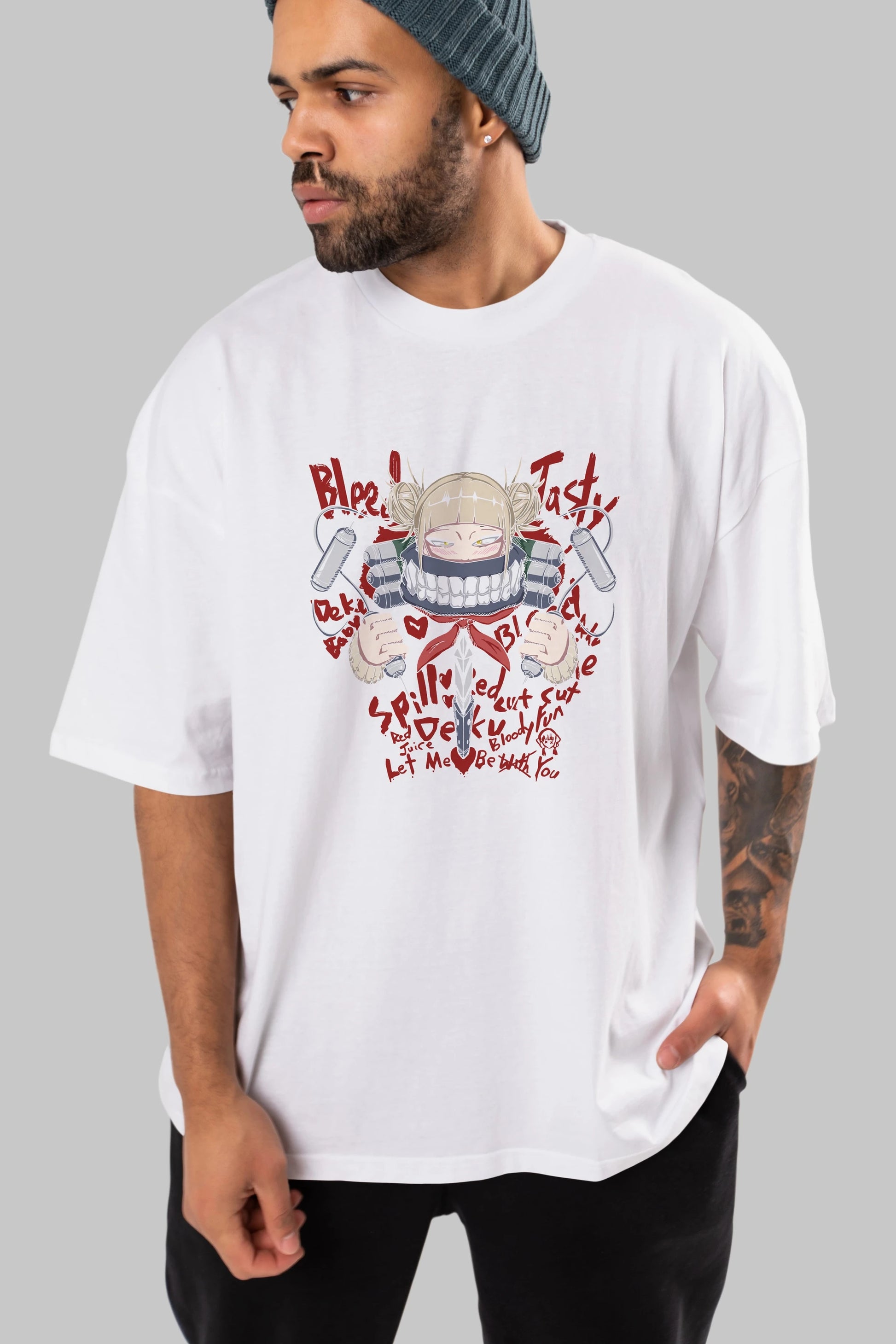 Himiko Toga 1 Anime Ön Baskılı Oversize t-shirt %100 pamuk Erkek Kadın Unisex