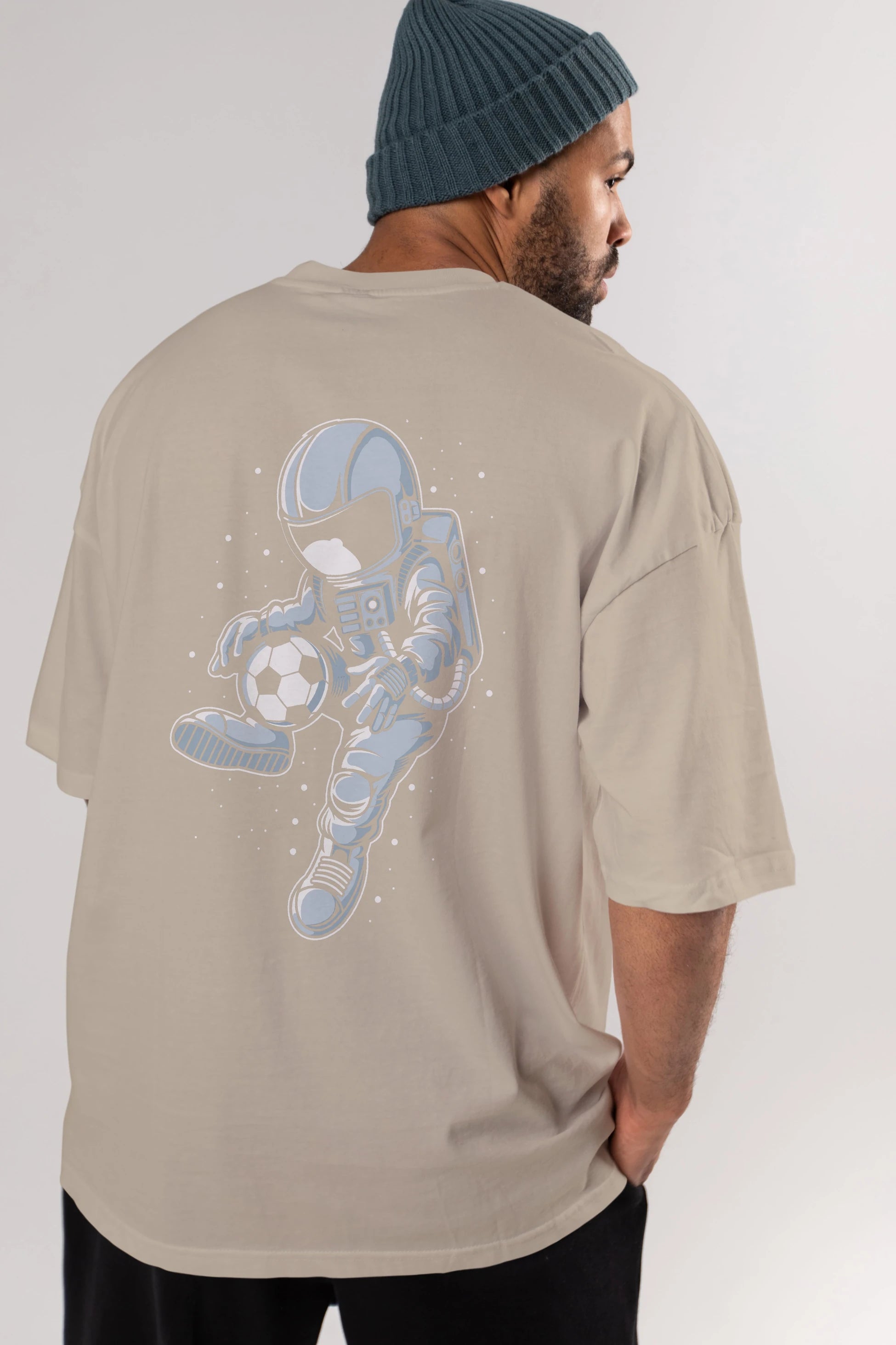 Astronaut Soccer Player Arka Baskılı Oversize t-shirt Erkek Kadın Unisex
