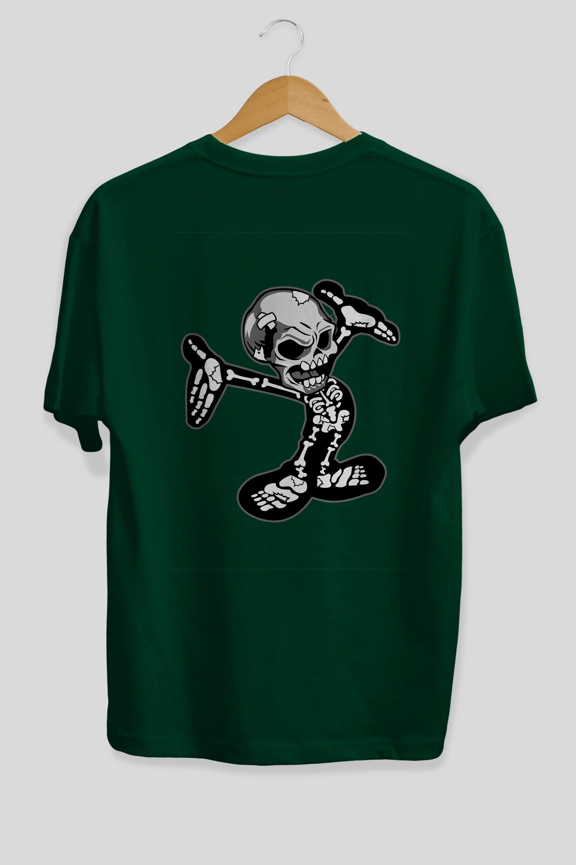 Skull Skeleton Arka Baskılı Oversize t-shirt Erkek Kadın Unisex %100 Pamuk tişort