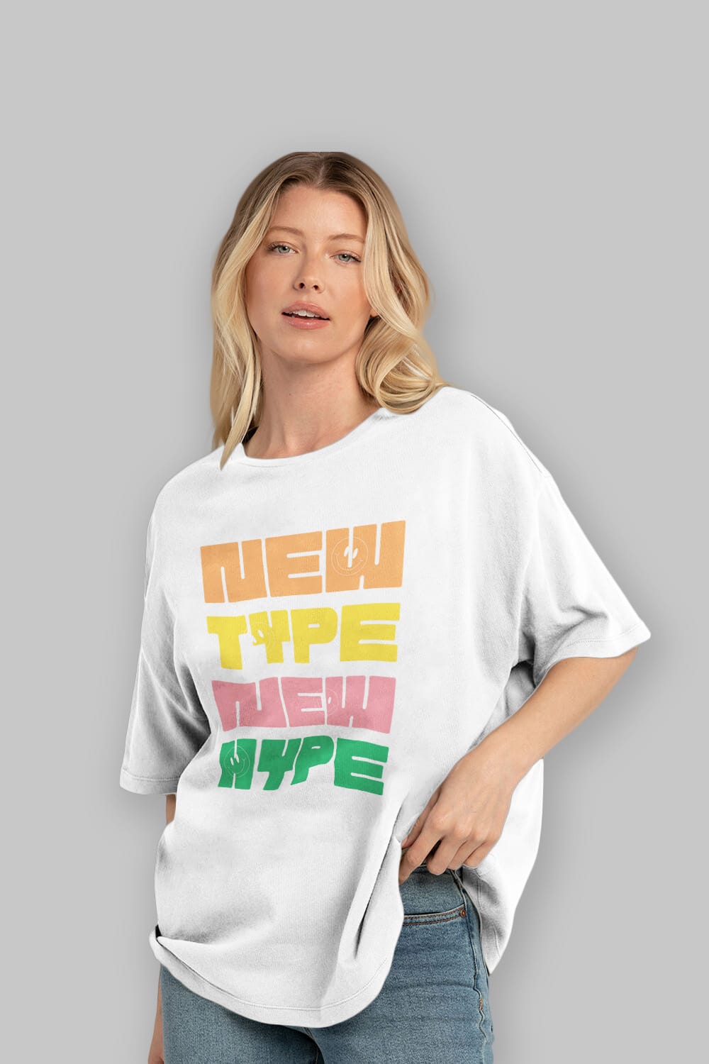New Type New Hype Yazılı Ön Baskılı Oversize t-shirt Erkek Kadın Unisex