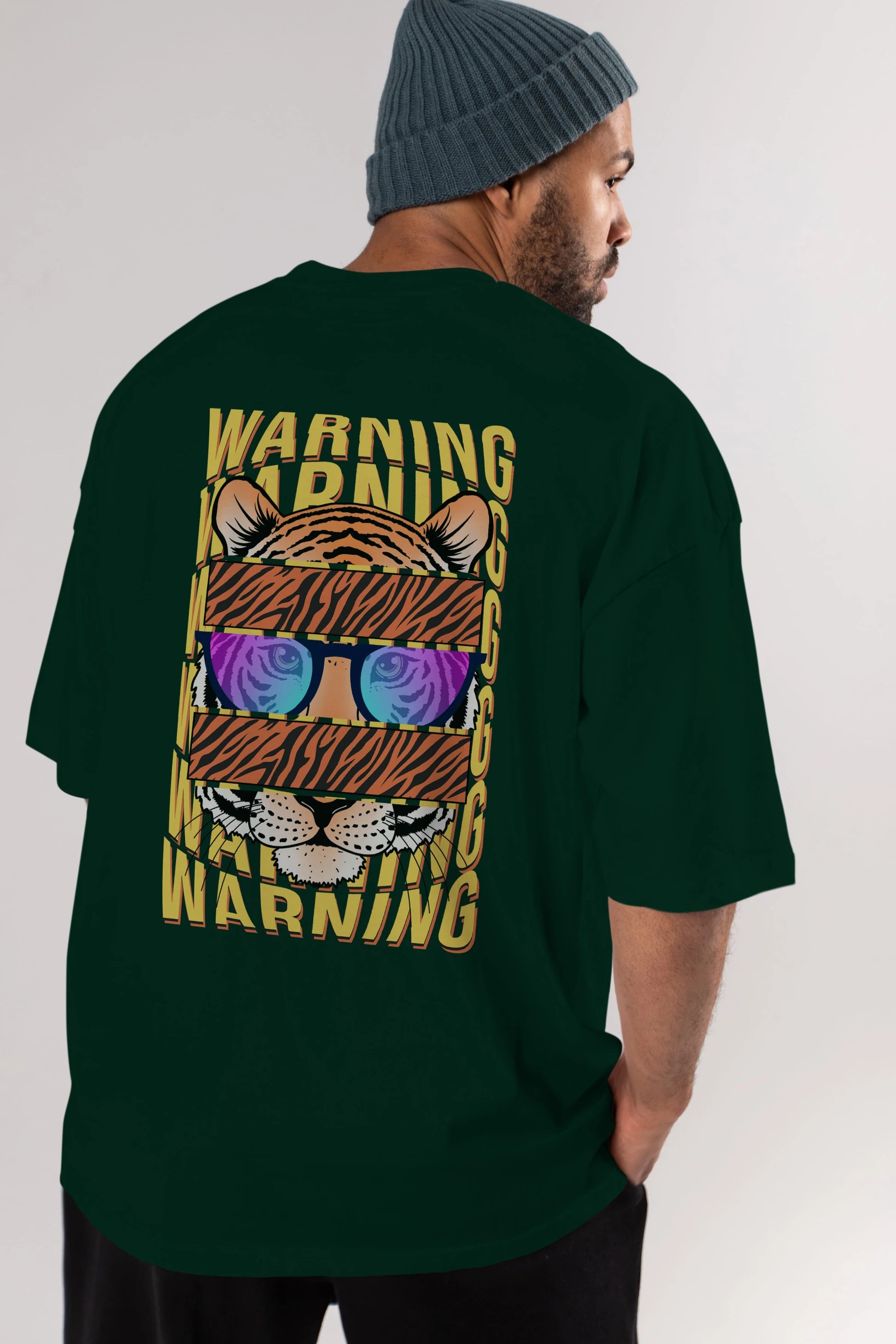 Warning Yazılı Arka Baskılı Oversize t-shirt Erkek Kadın Unisex
