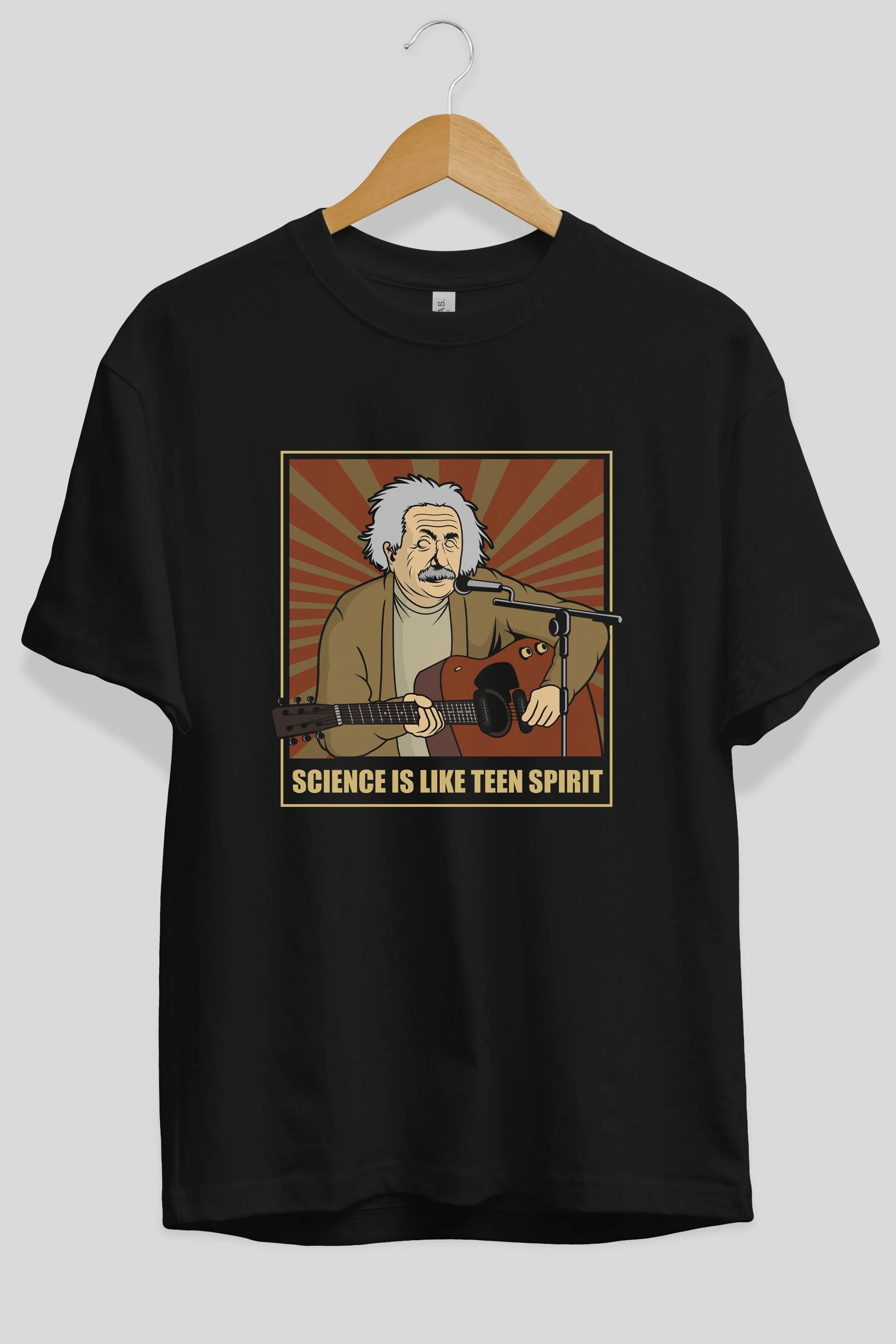 Kurt Einstein Ön Baskılı Oversize t-shirt Erkek Kadın Unisex %100 Pamuk tişort