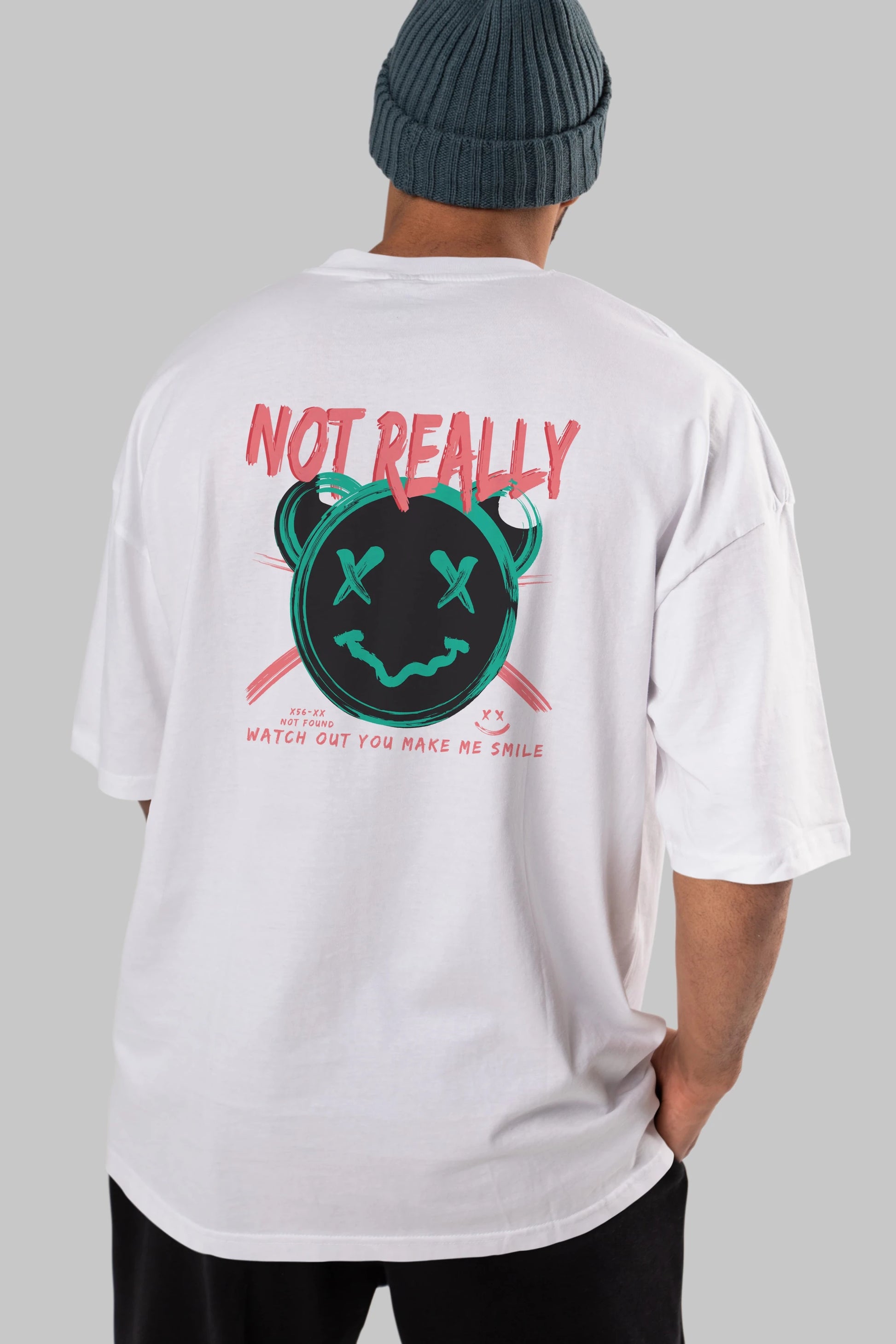 Not Really Bear Arka Baskılı Oversize t-shirt Erkek Kadın Unisex