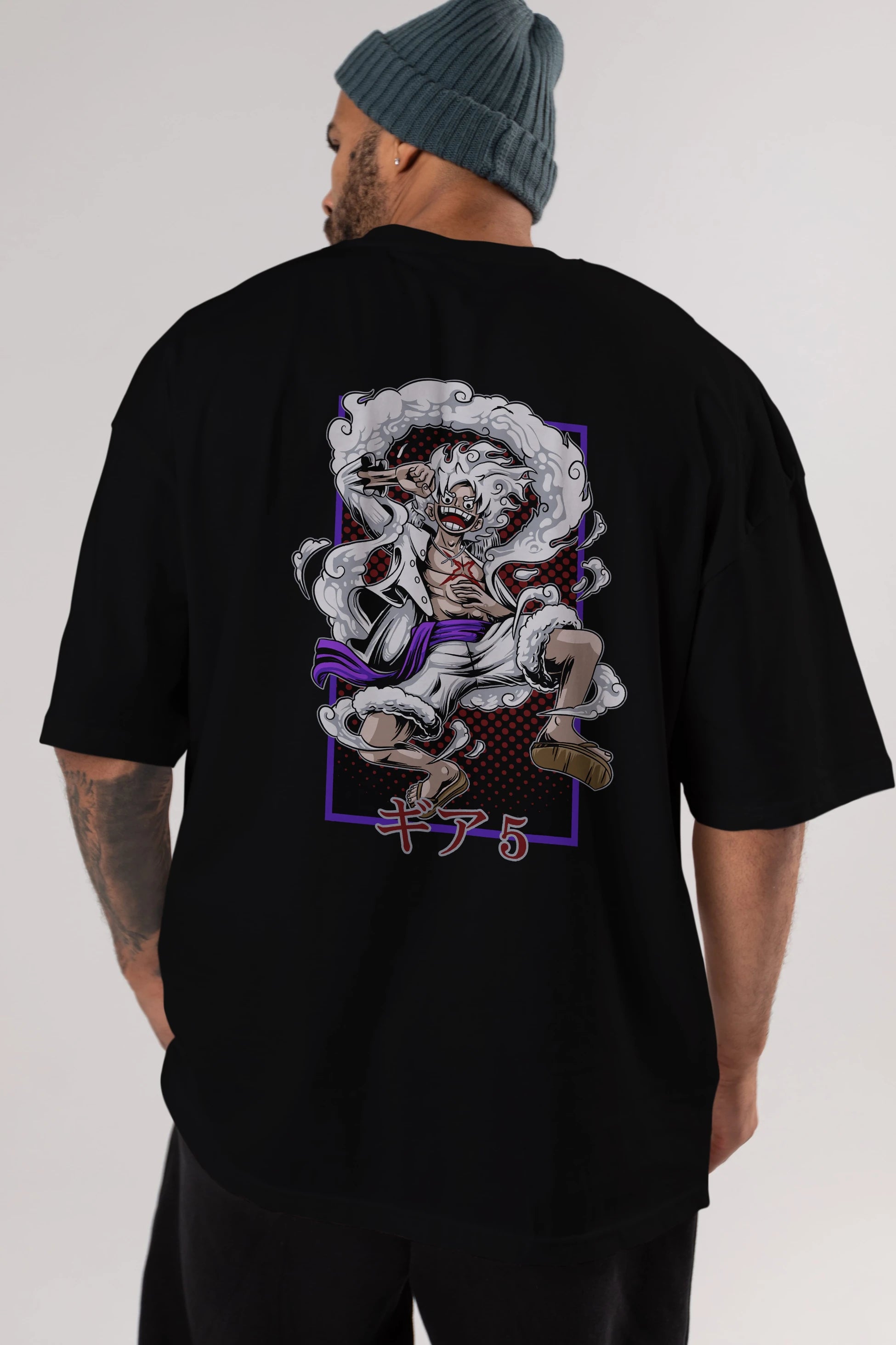 MONKEY D. LUFFY GEAR5 Anime Arka Baskılı Oversize t-shirt Erkek Kadın Unisex