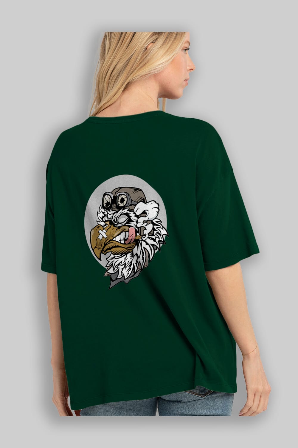 Bird Pilot Arka Baskılı Oversize t-shirt Erkek Kadın Unisex %100 Pamuk tişort