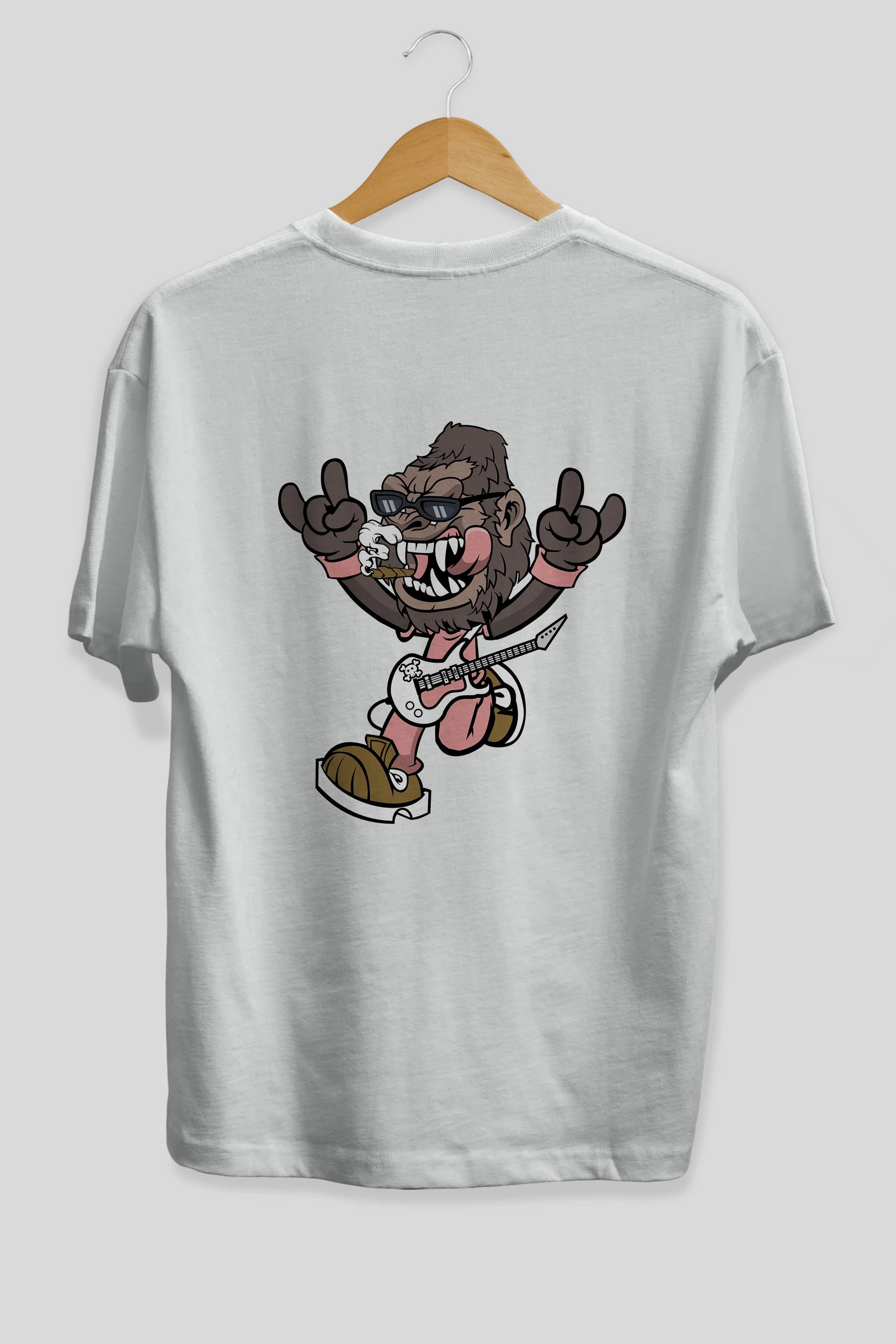 Gorilla Metal Arka Baskılı Oversize t-shirt Erkek Kadın Unisex %100 Pamuk tişort